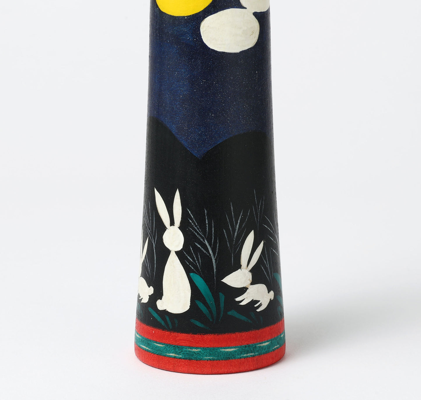 HIRAGA, Teruyuki 平賀輝幸工人 | Otsukimi-harvest moon kokeshi doll お月見こけし |  Sakunami style 作並系 | 18cm in height