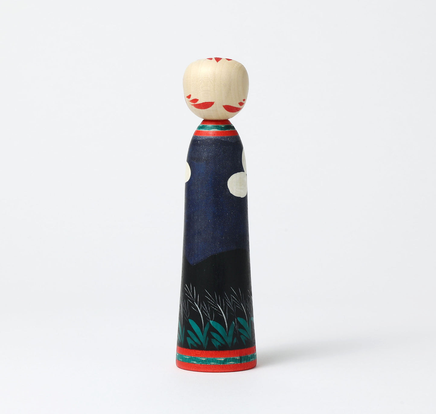 HIRAGA, Teruyuki 平賀輝幸工人 | Otsukimi-harvest moon kokeshi doll お月見こけし |  Sakunami style 作並系 | 18cm in height