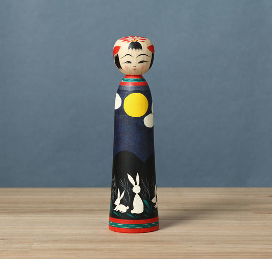 作並系こけし、平賀輝幸工人のお月見こけし