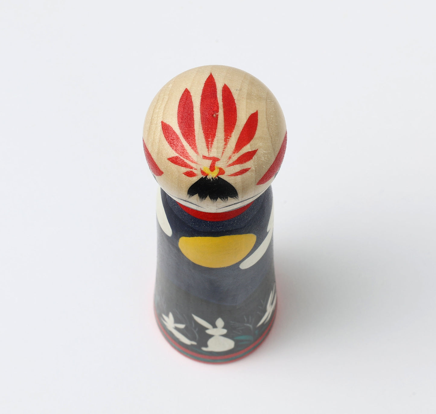 HIRAGA, Teruyuki 平賀輝幸工人 | Otsukimi-harvest moon kokeshi doll お月見こけし |  Sakunami style 作並系 | 18cm in height