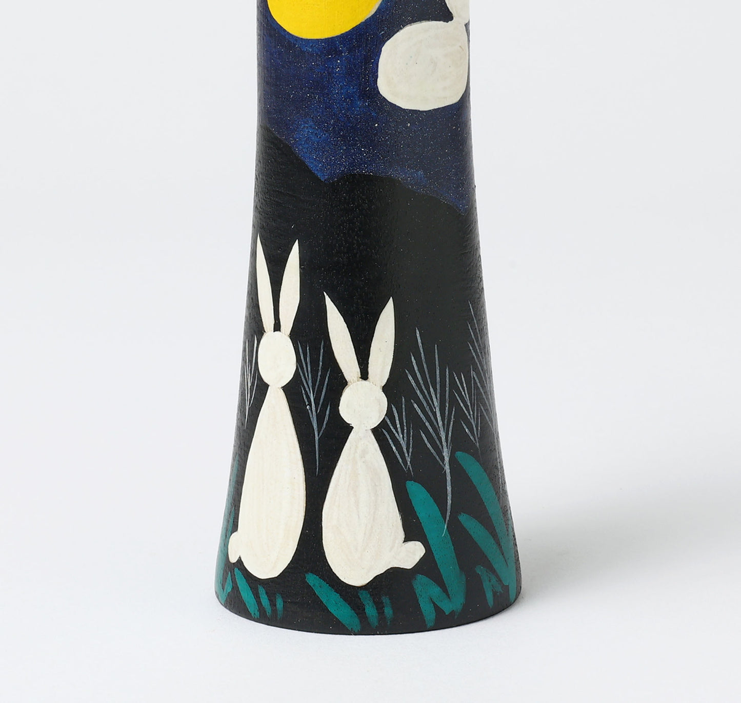HIRAGA, Teruyuki 平賀輝幸工人 | Otsukimi-harvest moon kokeshi doll お月見こけし |  Sakunami style 作並系 | 16.5cm in height