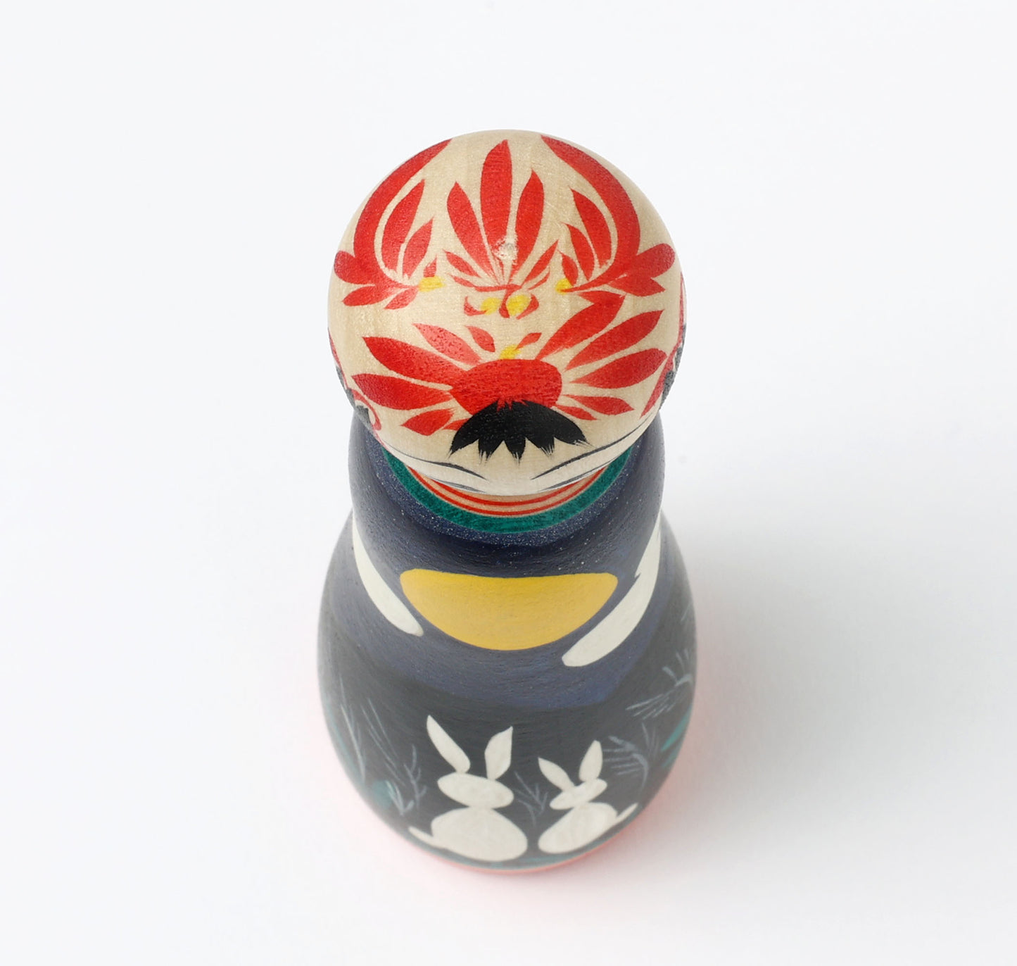 HIRAGA, Teruyuki 平賀輝幸工人 | Otsukimi-harvest moon kokeshi doll お月見こけし |  Sakunami style 作並系 | 16cm in height