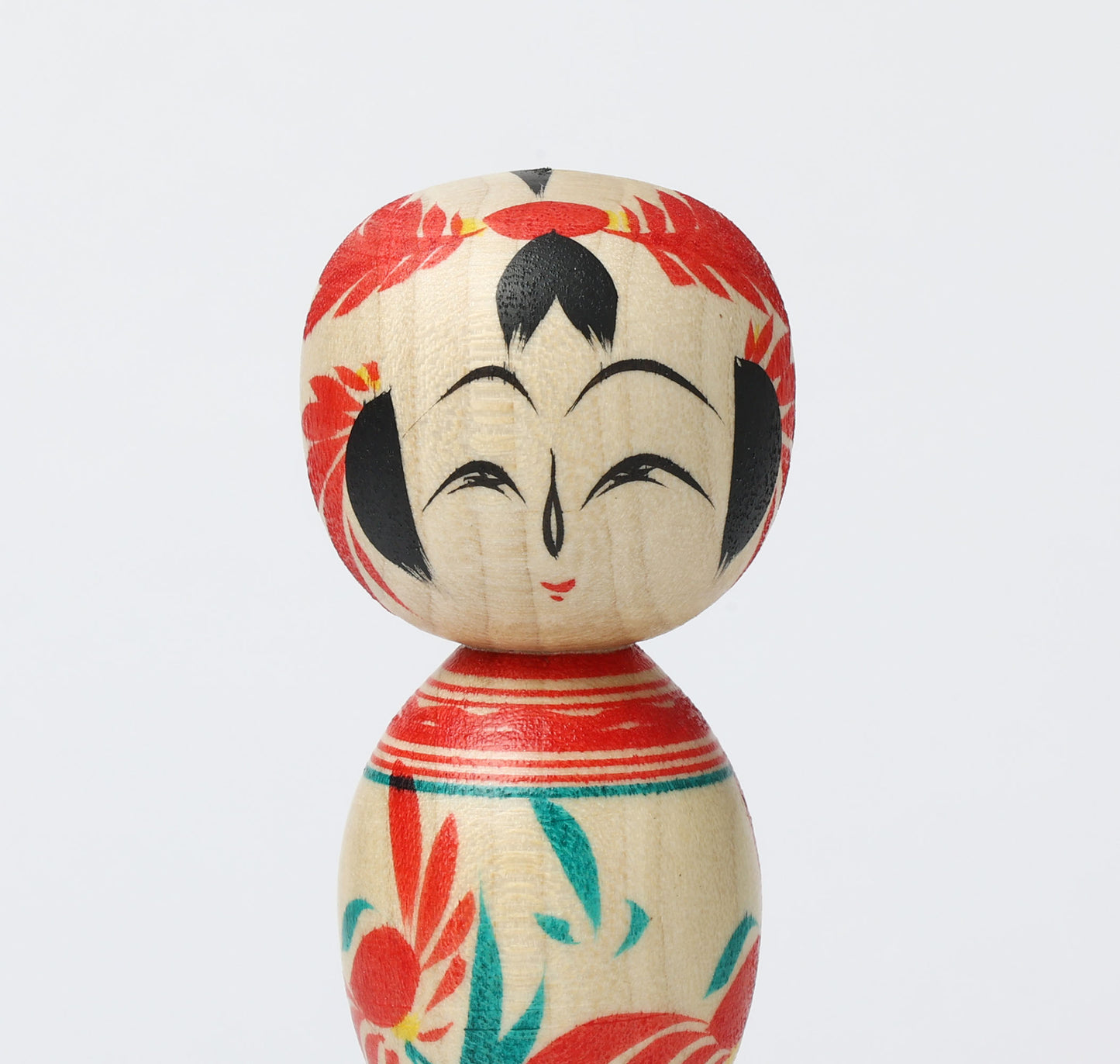 HIRAGA, Teruyuki 平賀輝幸工人 | Otsukimi-harvest moon kokeshi doll お月見こけし |  Sakunami style 作並系 | 16cm in height