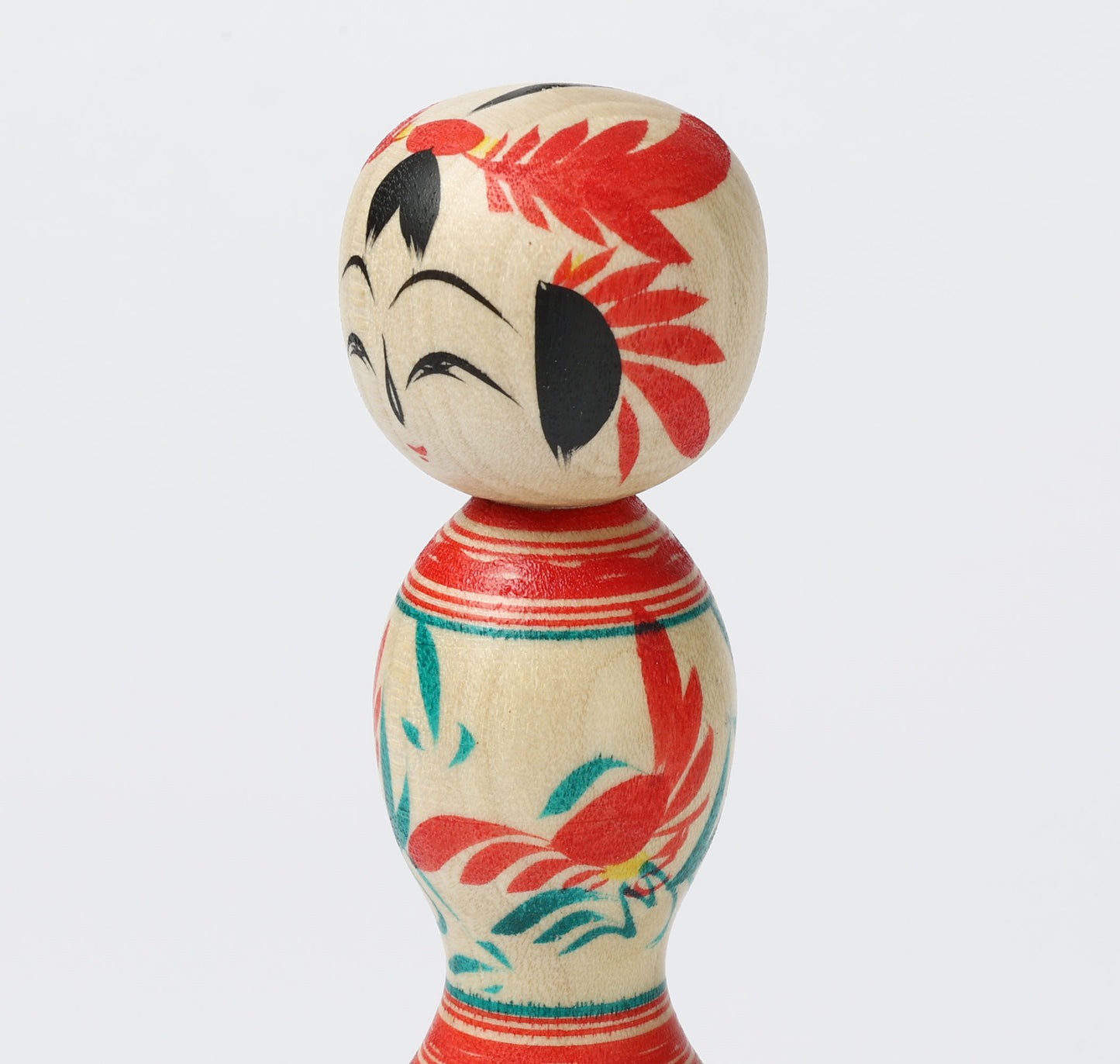 HIRAGA, Teruyuki 平賀輝幸工人 | Otsukimi-harvest moon kokeshi doll お月見こけし |  Sakunami style 作並系 | 16cm in height