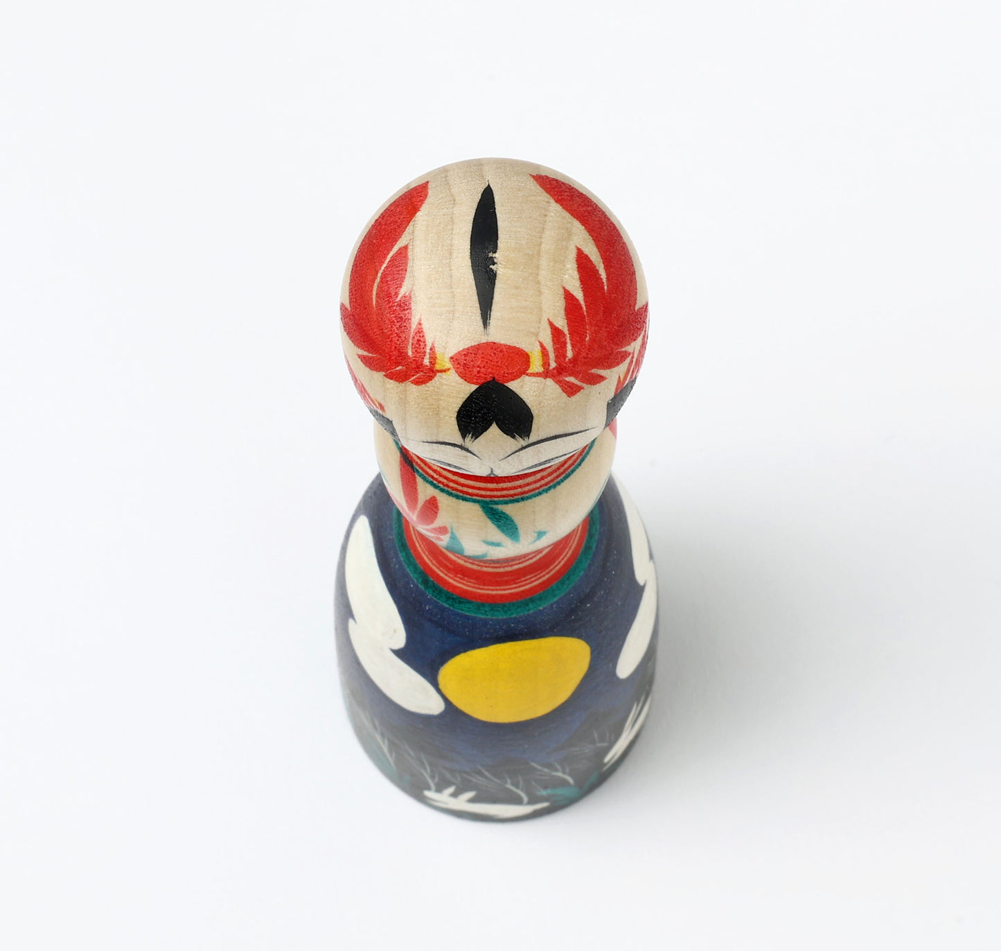 HIRAGA, Teruyuki 平賀輝幸工人 | Otsukimi-harvest moon kokeshi doll お月見こけし |  Sakunami style 作並系 | 16cm in height