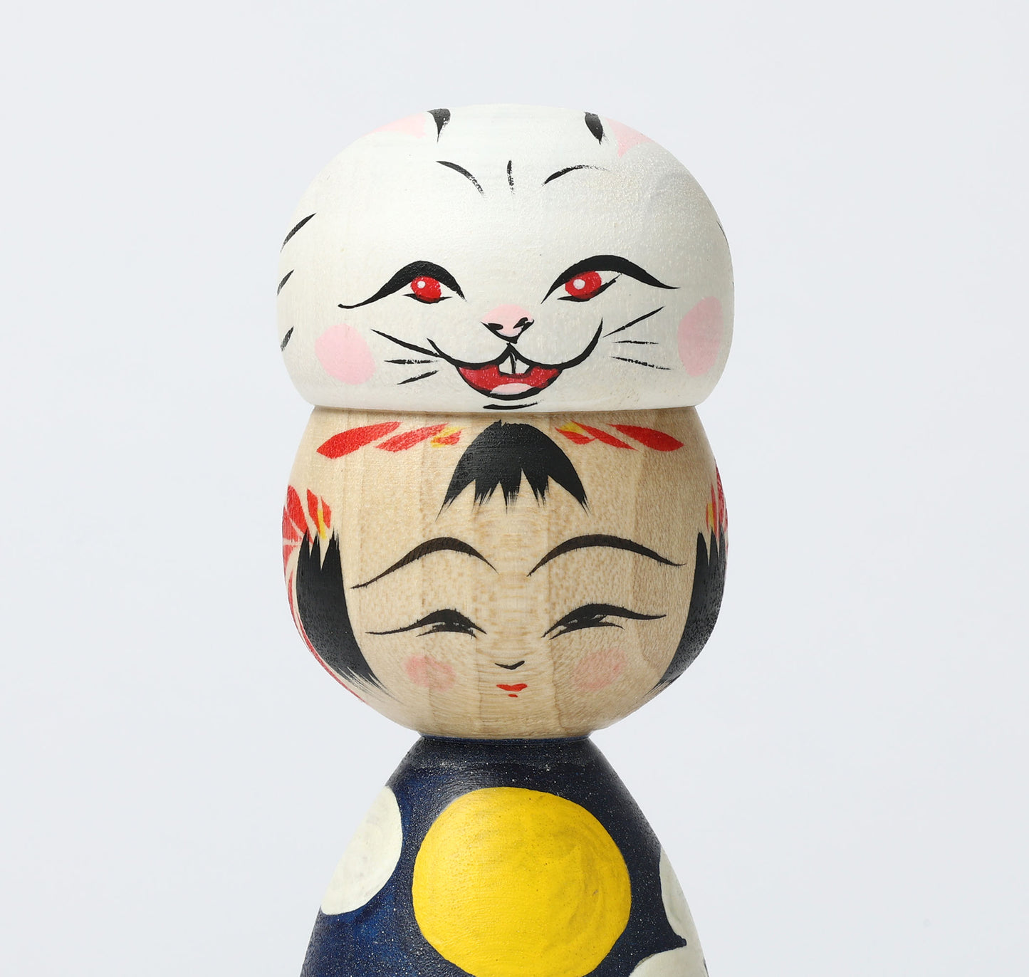HIRAGA, Teruyuki 平賀輝幸工人 | Otsukimi usagi-harvest moon and rabbit kokeshi doll お月見うさぎこけし |  Sakunami style 作並系 | 14cm in height