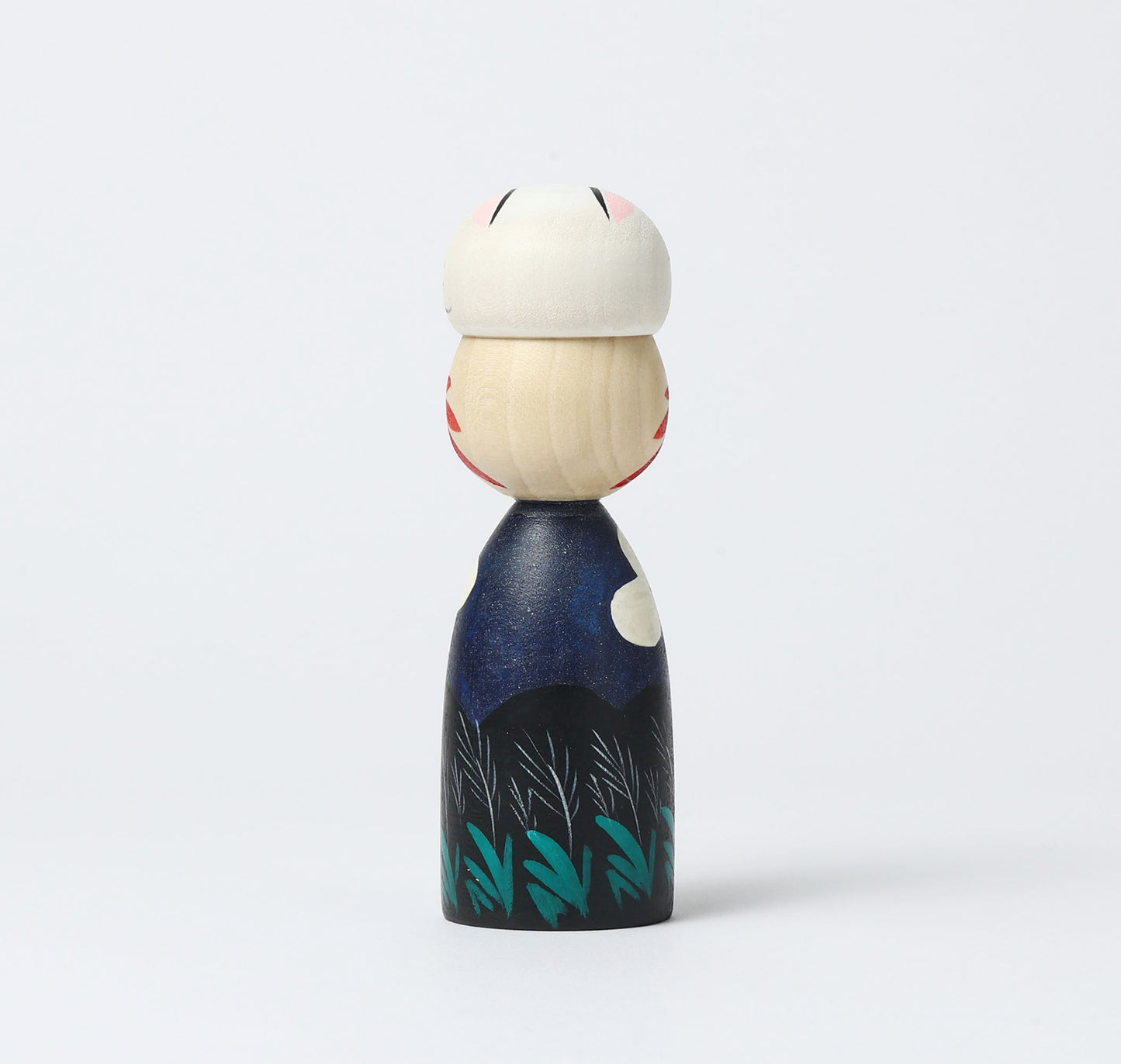HIRAGA, Teruyuki 平賀輝幸工人 | Otsukimi usagi-harvest moon and rabbit kokeshi doll お月見うさぎこけし |  Sakunami style 作並系 | 14cm in height