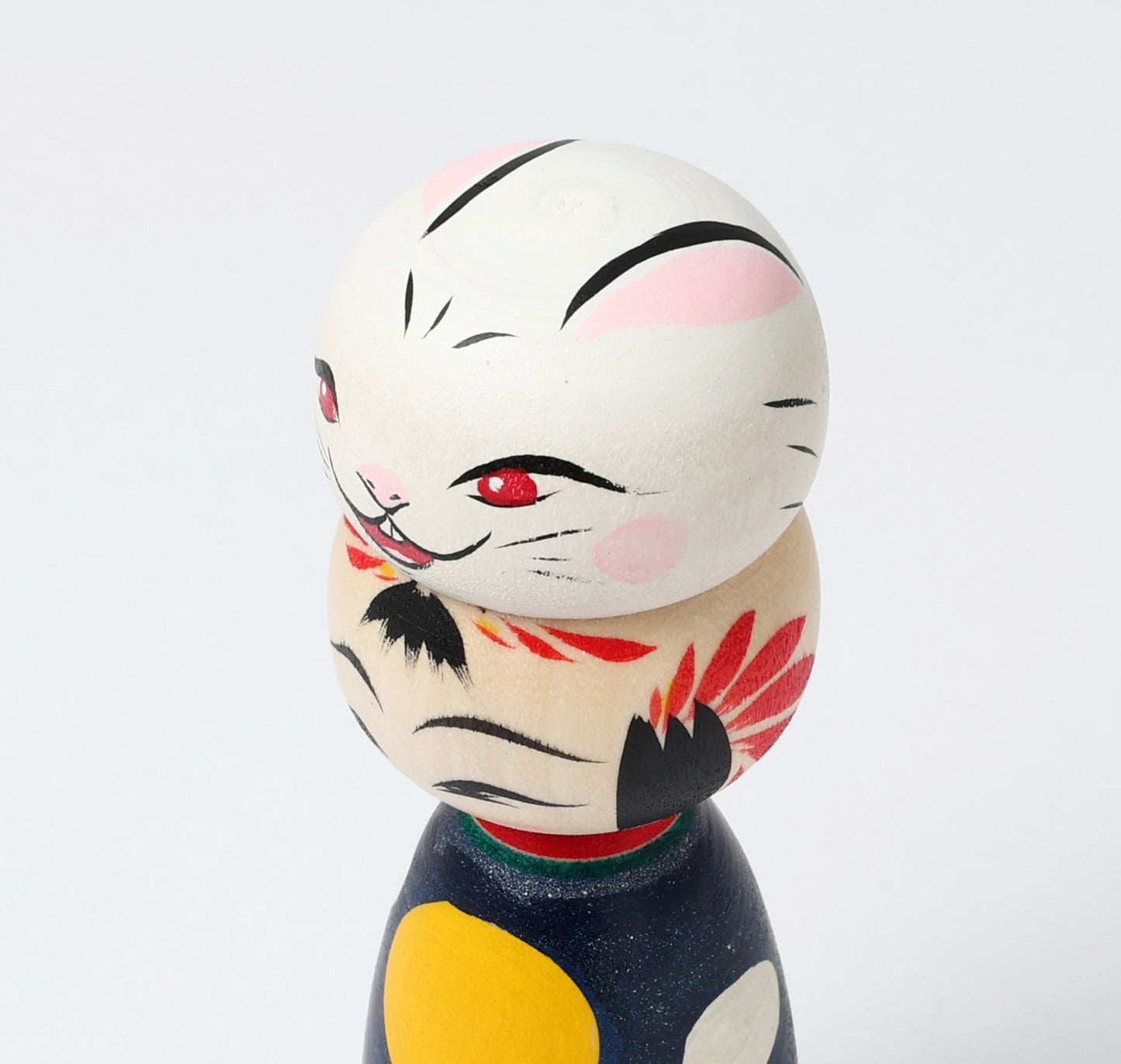 HIRAGA, Teruyuki 平賀輝幸工人 | Otsukimi usagi-harvest moon and rabbit kokeshi doll お月見うさぎこけし |  Sakunami style 作並系 | 13cm in height