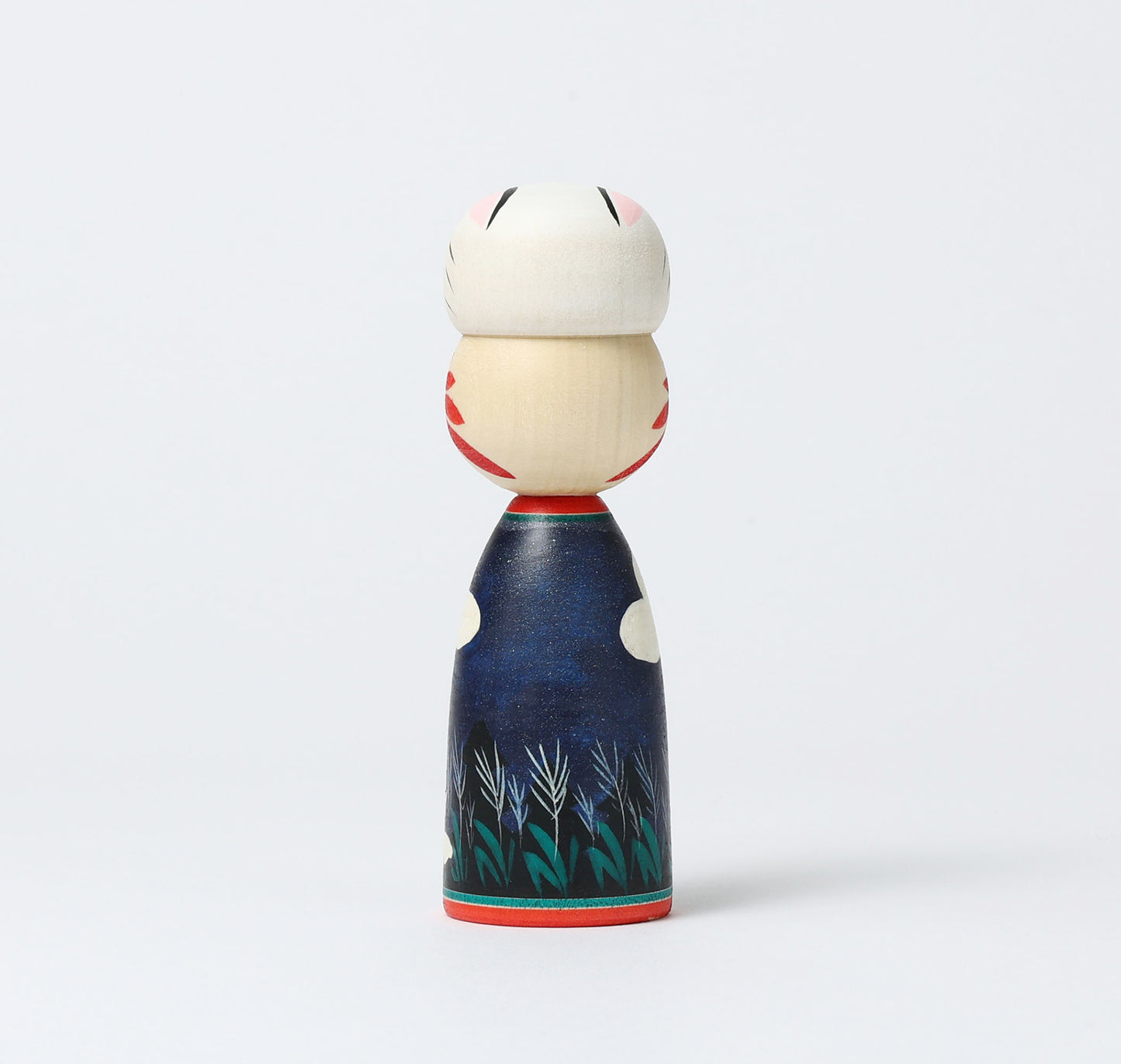 HIRAGA, Teruyuki 平賀輝幸工人 | Otsukimi usagi-harvest moon and rabbit kokeshi doll お月見うさぎこけし |  Sakunami style 作並系 | 13cm in height