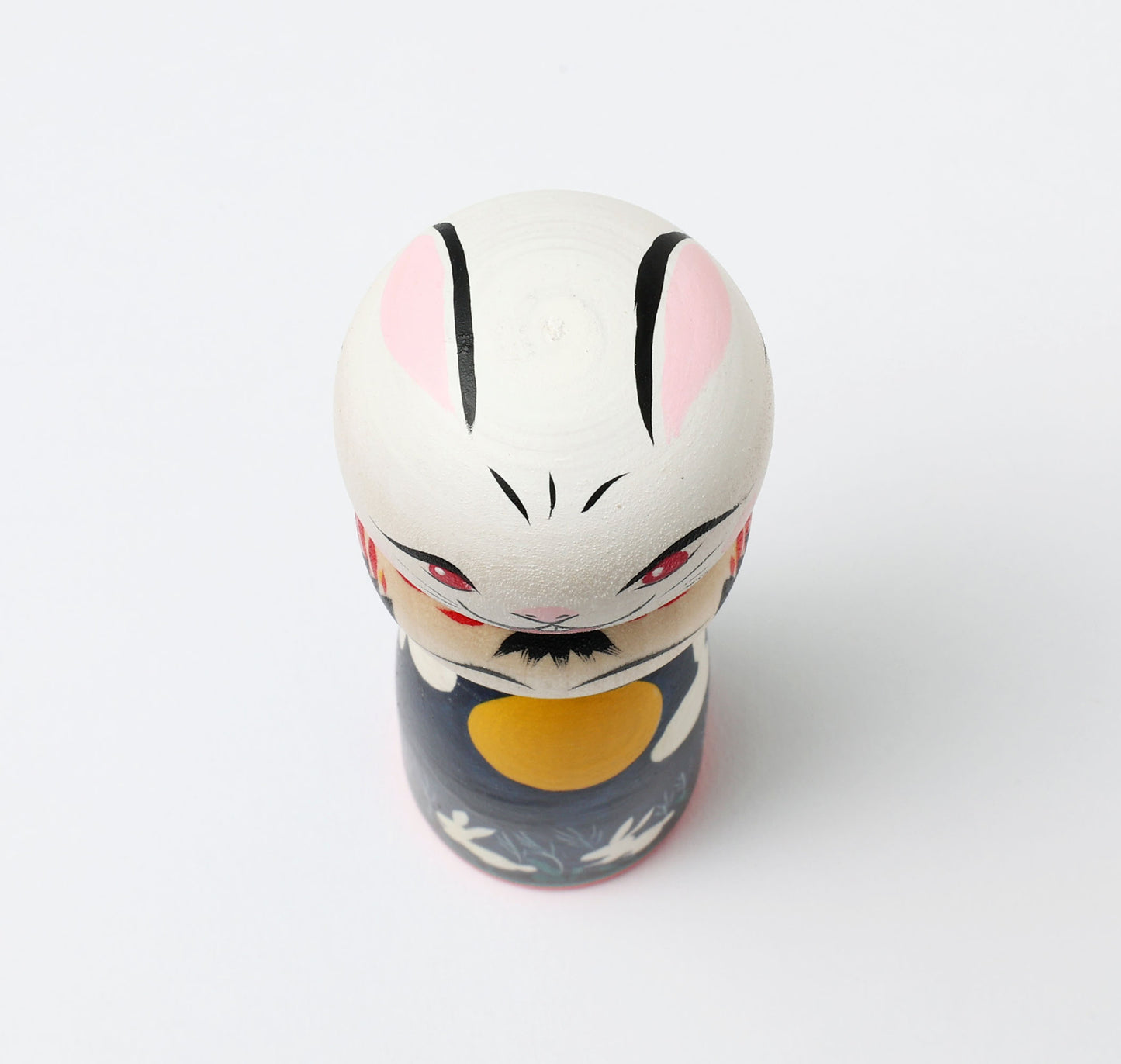 HIRAGA, Teruyuki 平賀輝幸工人 | Otsukimi usagi-harvest moon and rabbit kokeshi doll お月見うさぎこけし |  Sakunami style 作並系 | 13cm in height