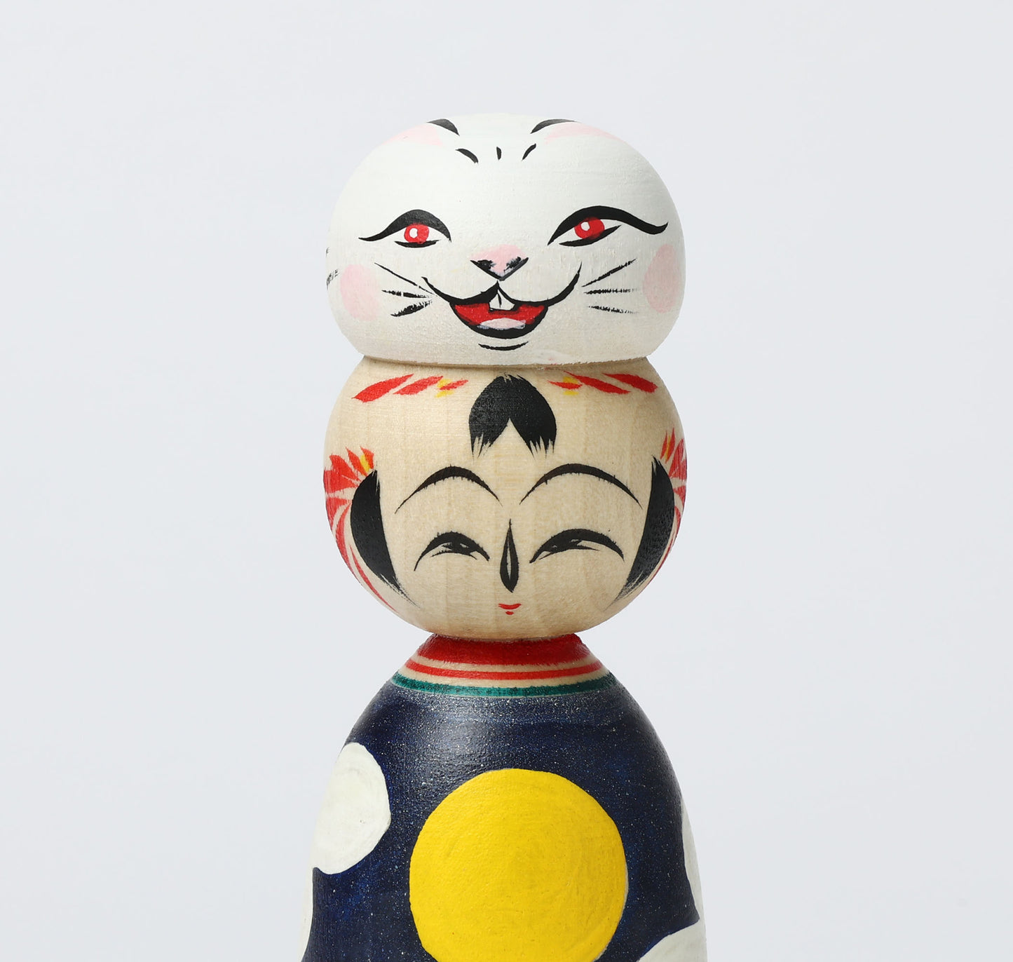 HIRAGA, Teruyuki 平賀輝幸工人 | Otsukimi usagi-harvest moon and rabbit kokeshi doll お月見うさぎこけし |  Sakunami style 作並系 | 13cm in height