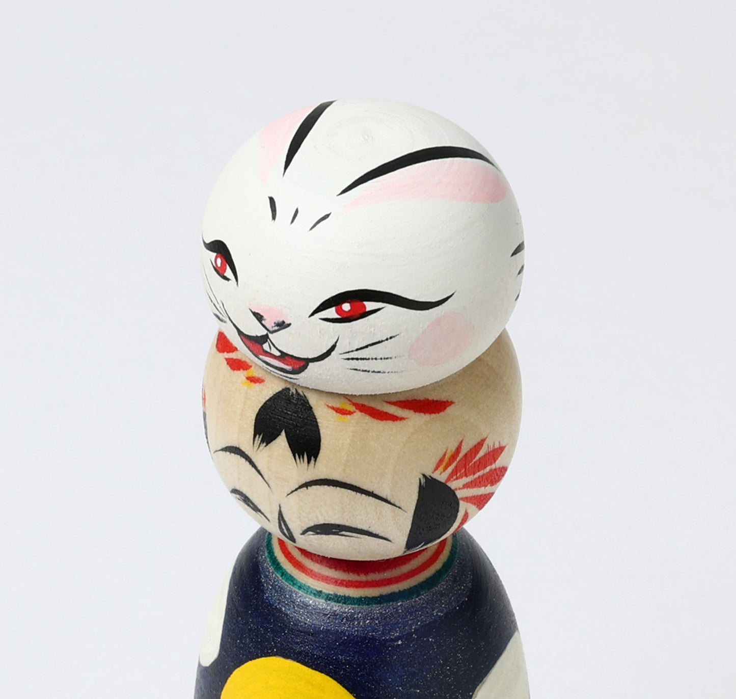 HIRAGA, Teruyuki 平賀輝幸工人 | Otsukimi usagi-harvest moon and rabbit kokeshi doll お月見うさぎこけし |  Sakunami style 作並系 | 13cm in height