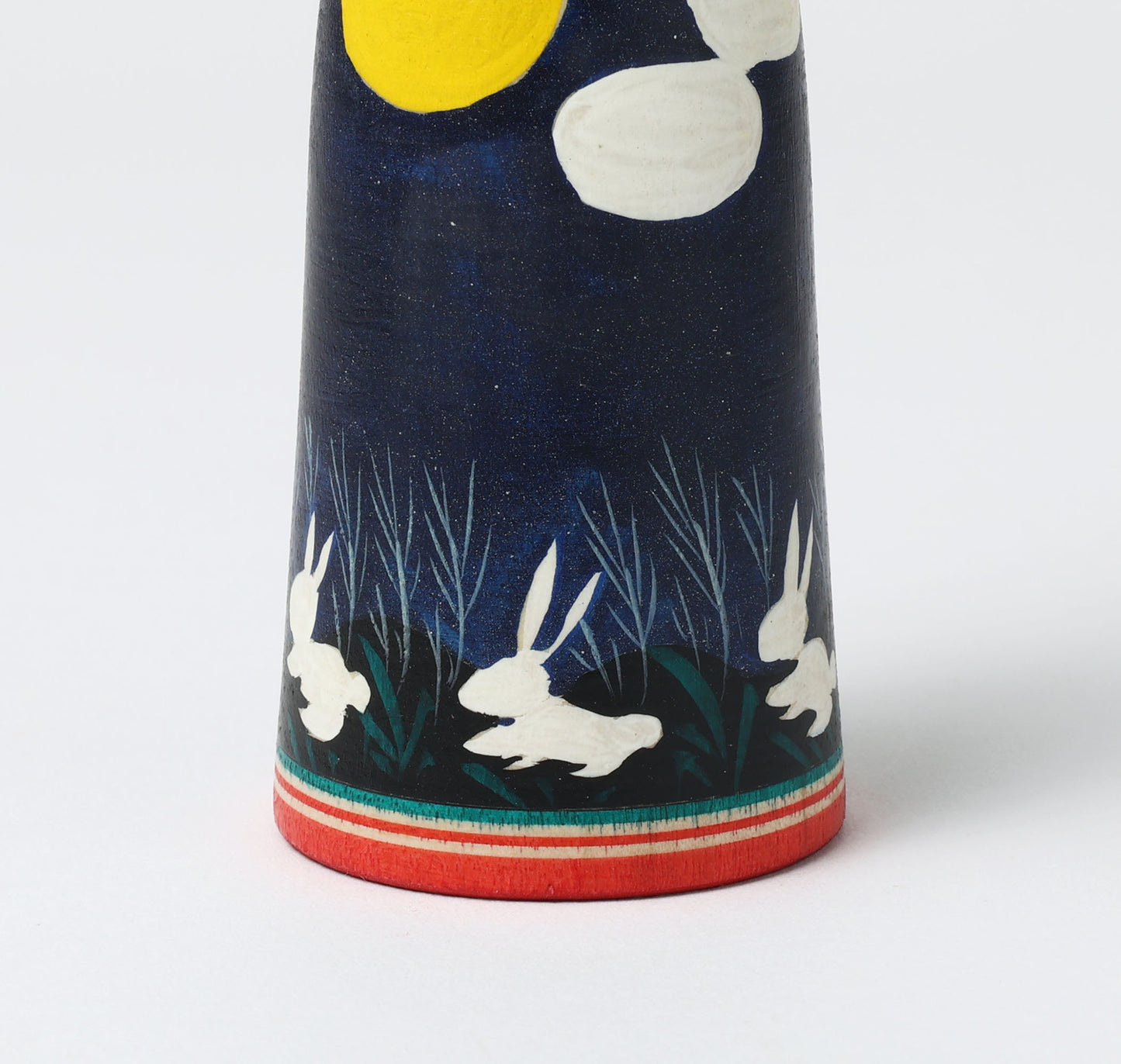 HIRAGA, Teruyuki 平賀輝幸工人 | Otsukimi usagi-harvest moon and rabbit kokeshi doll お月見うさぎこけし |  Sakunami style 作並系 | 13cm in height