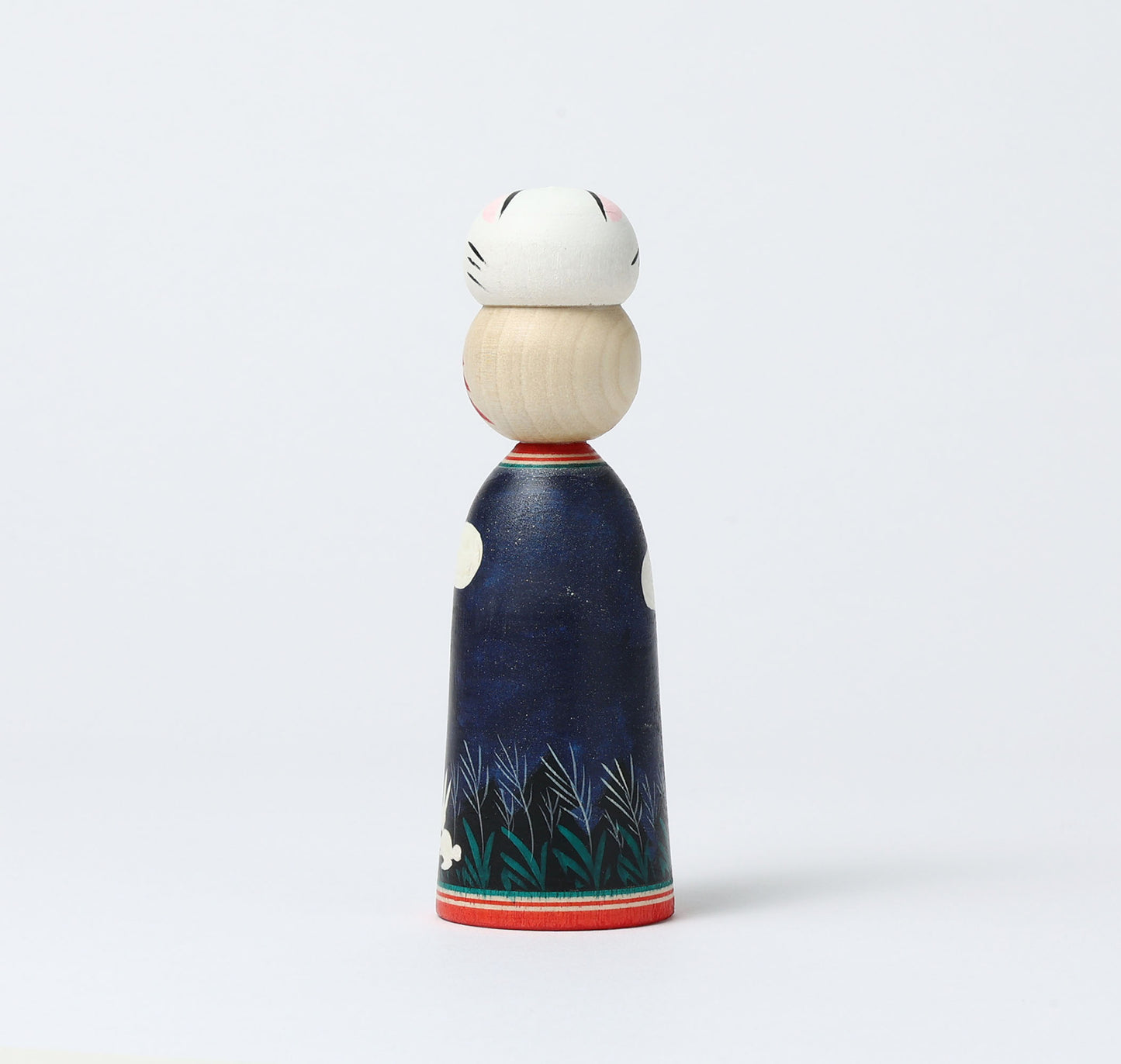 HIRAGA, Teruyuki 平賀輝幸工人 | Otsukimi usagi-harvest moon and rabbit kokeshi doll お月見うさぎこけし |  Sakunami style 作並系 | 13cm in height