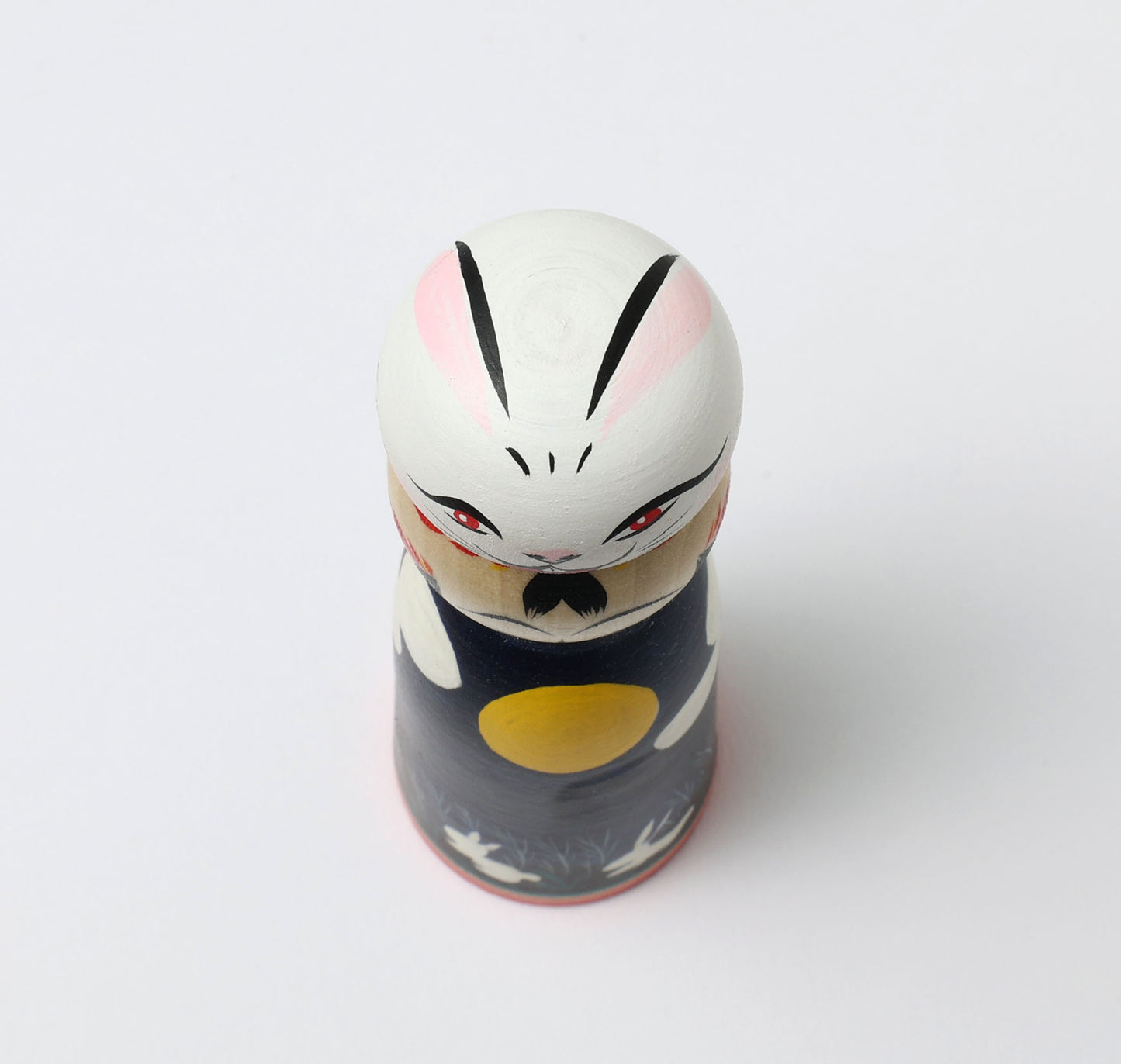 HIRAGA, Teruyuki 平賀輝幸工人 | Otsukimi usagi-harvest moon and rabbit kokeshi doll お月見うさぎこけし |  Sakunami style 作並系 | 13cm in height