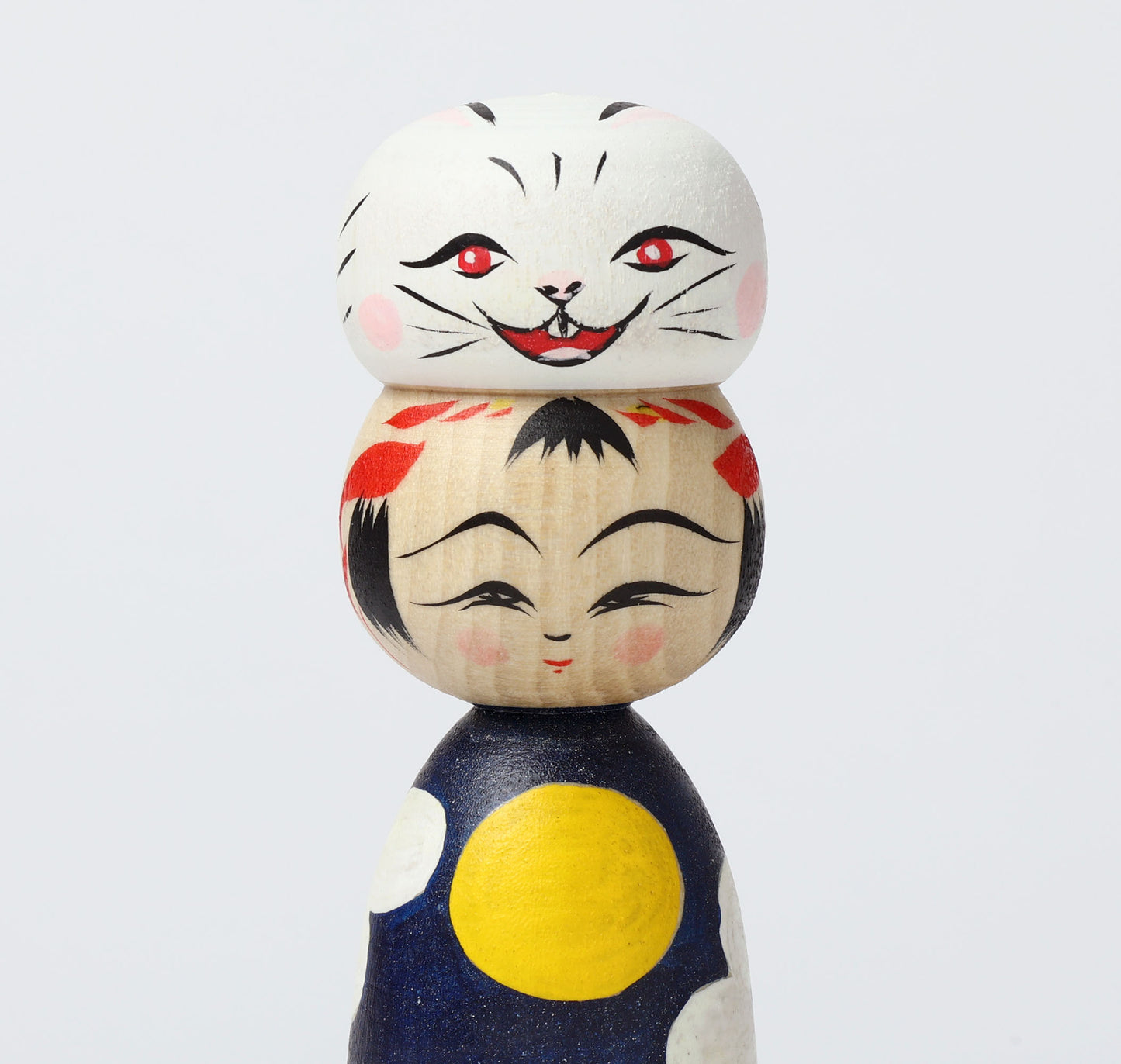 HIRAGA, Teruyuki 平賀輝幸工人 | Otsukimi usagi-harvest moon and rabbit kokeshi doll お月見うさぎこけし |  Sakunami style 作並系 | 13cm in height