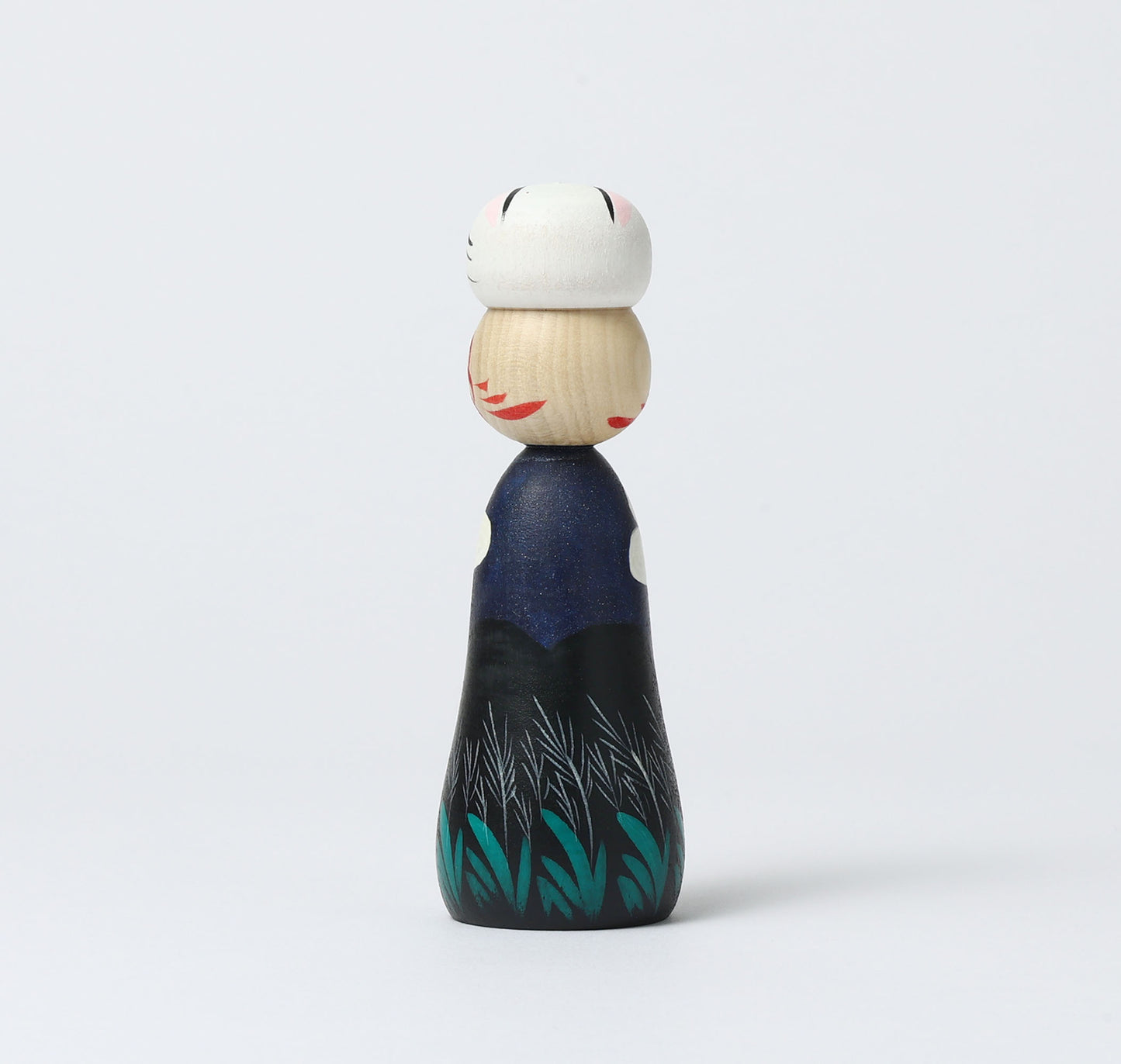 HIRAGA, Teruyuki 平賀輝幸工人 | Otsukimi usagi-harvest moon and rabbit kokeshi doll お月見うさぎこけし |  Sakunami style 作並系 | 13cm in height