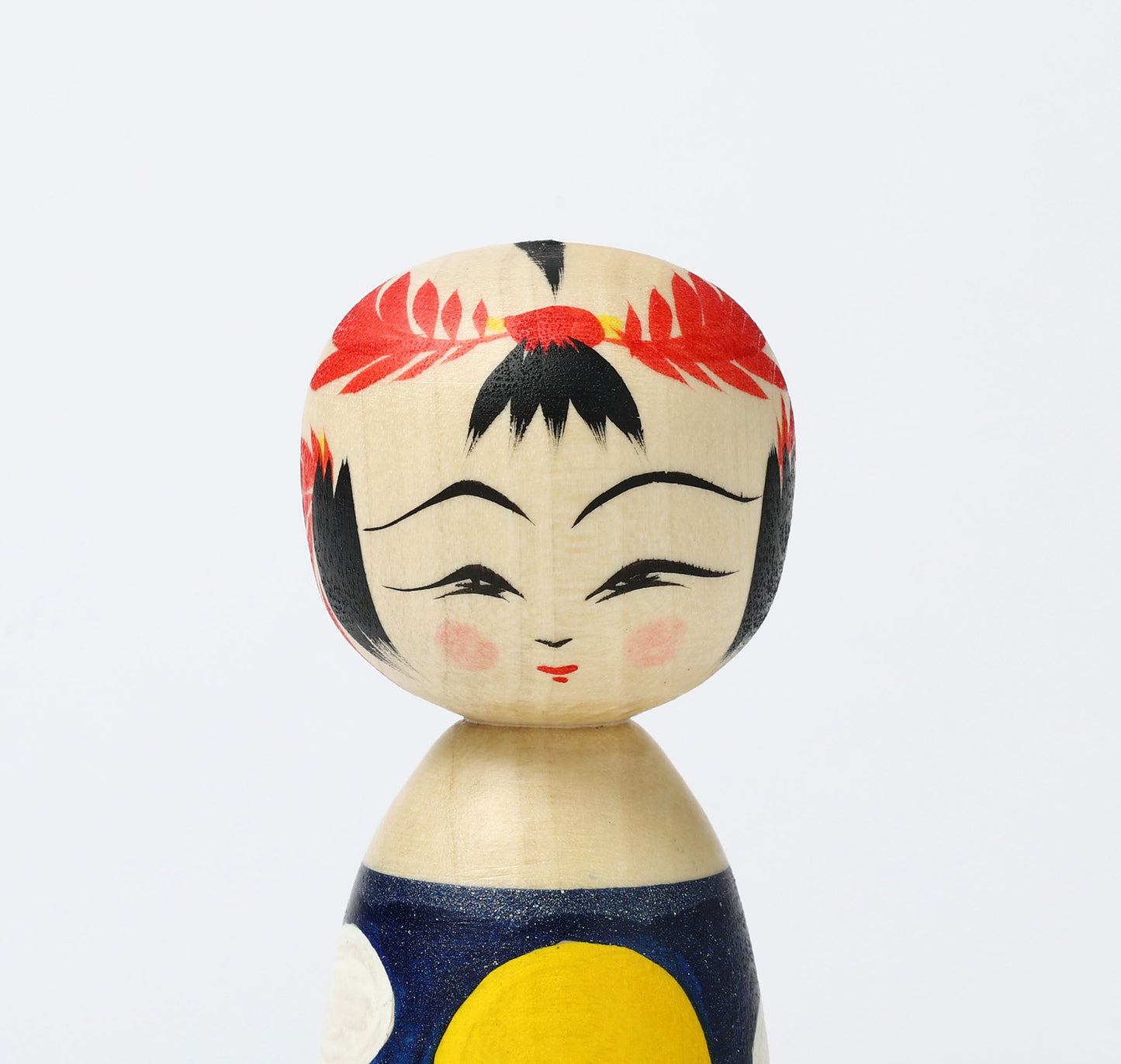 HIRAGA, Teruyuki 平賀輝幸工人 | Otsukimi-harvest moon kokeshi doll お月見こけし |  Sakunami style 作並系 | 11.5cm in height