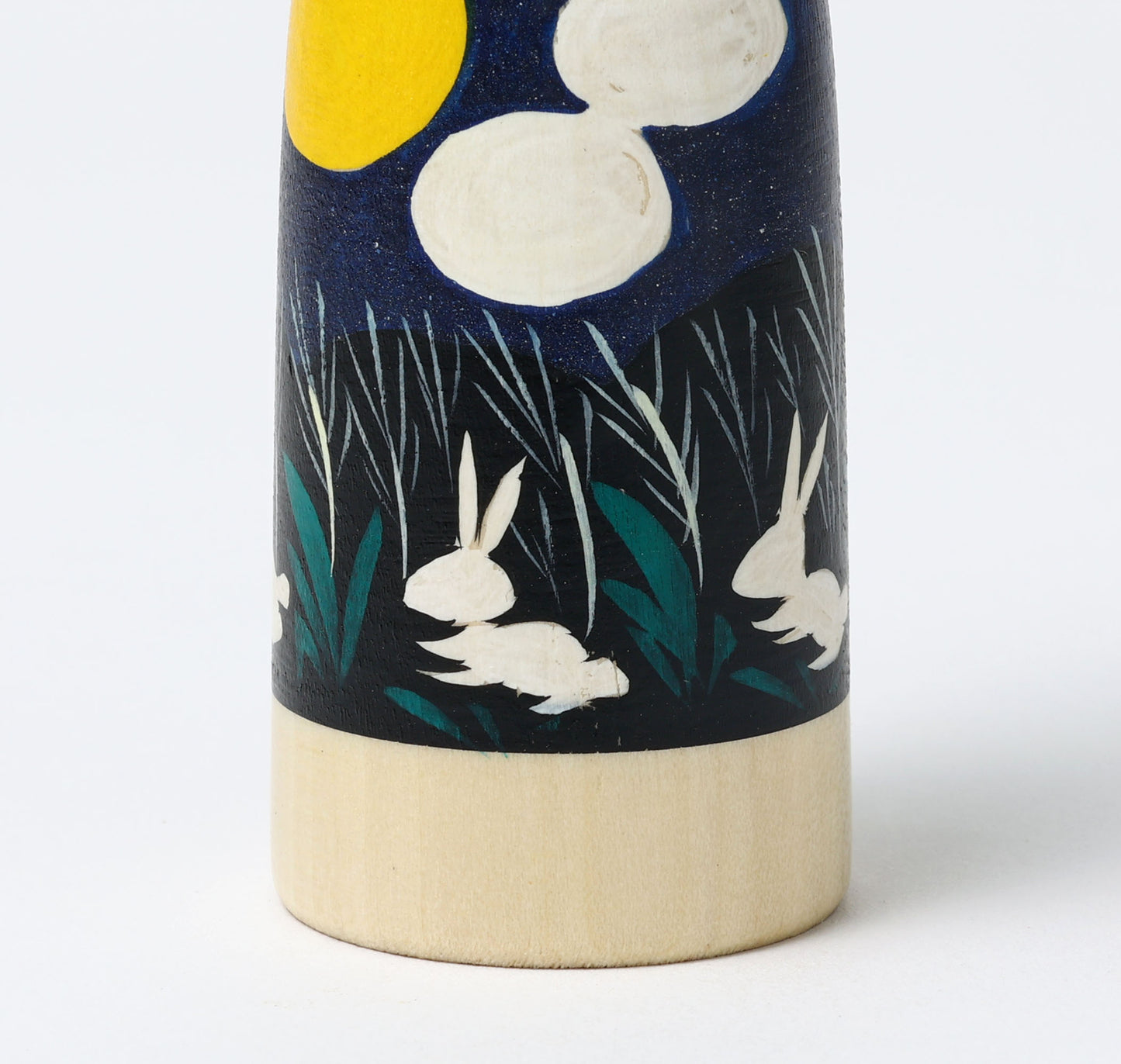 HIRAGA, Teruyuki 平賀輝幸工人 | Otsukimi-harvest moon kokeshi doll お月見こけし |  Sakunami style 作並系 | 11.5cm in height