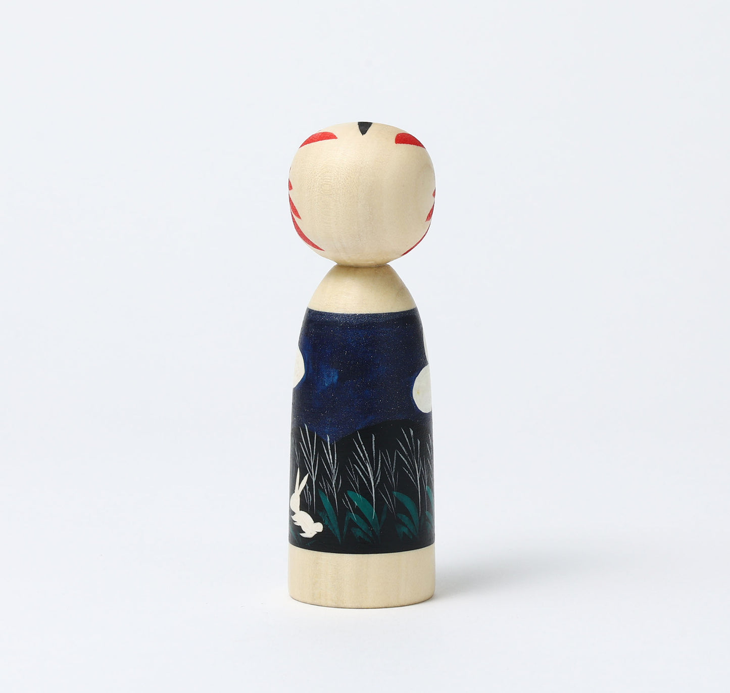 HIRAGA, Teruyuki 平賀輝幸工人 | Otsukimi-harvest moon kokeshi doll お月見こけし |  Sakunami style 作並系 | 11.5cm in height