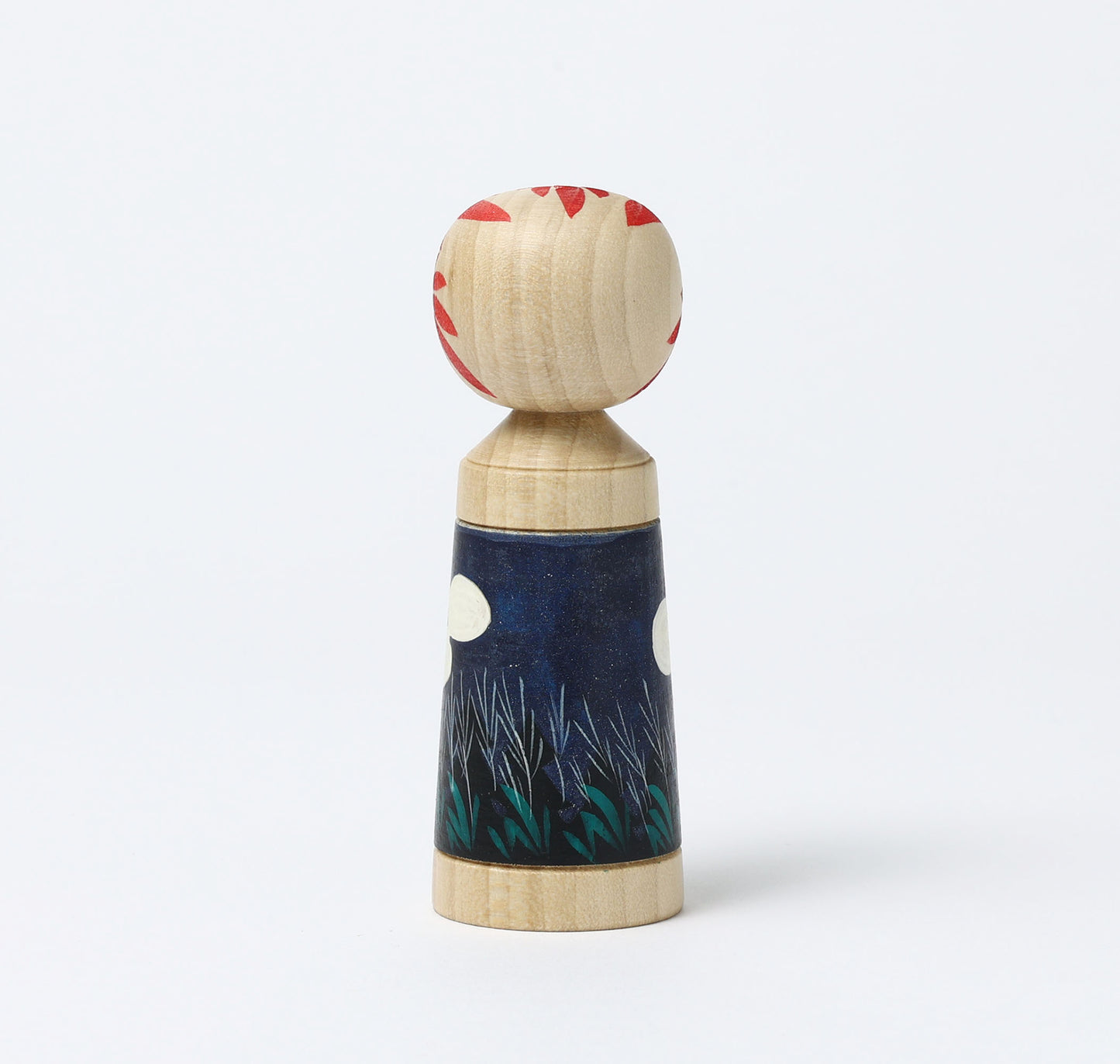HIRAGA, Teruyuki 平賀輝幸工人 | Otsukimi-harvest moon kokeshi doll お月見こけし |  Sakunami style 作並系 | 11cm in height