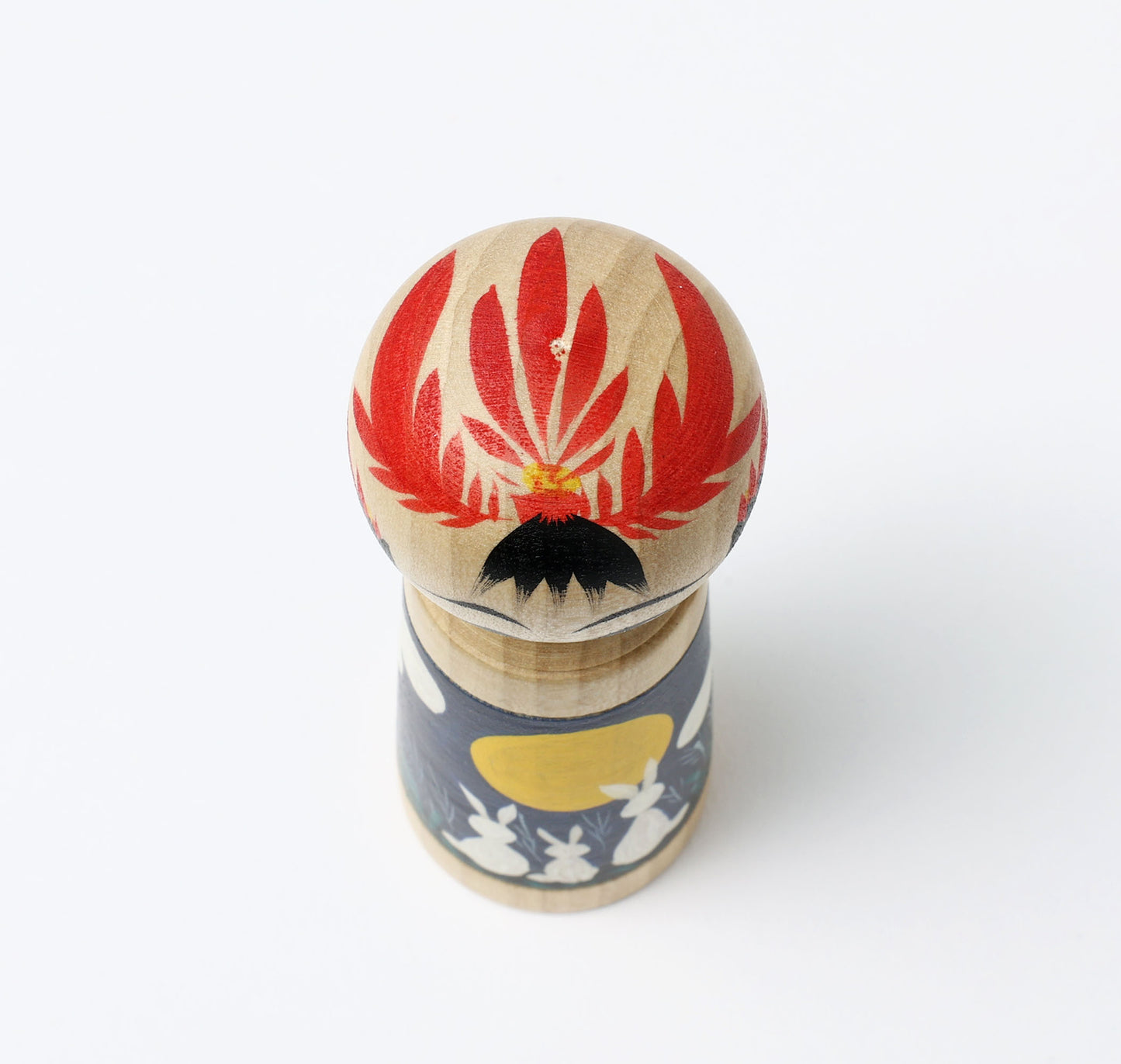 HIRAGA, Teruyuki 平賀輝幸工人 | Otsukimi-harvest moon kokeshi doll お月見こけし |  Sakunami style 作並系 | 11cm in height