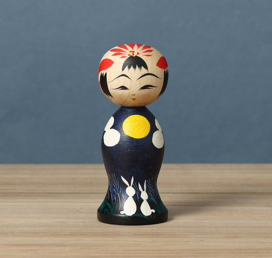 作並系こけし、平賀輝幸工人のお月見こけし