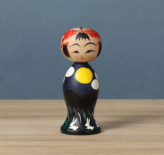 作並系こけし、平賀輝幸工人のお月見こけし