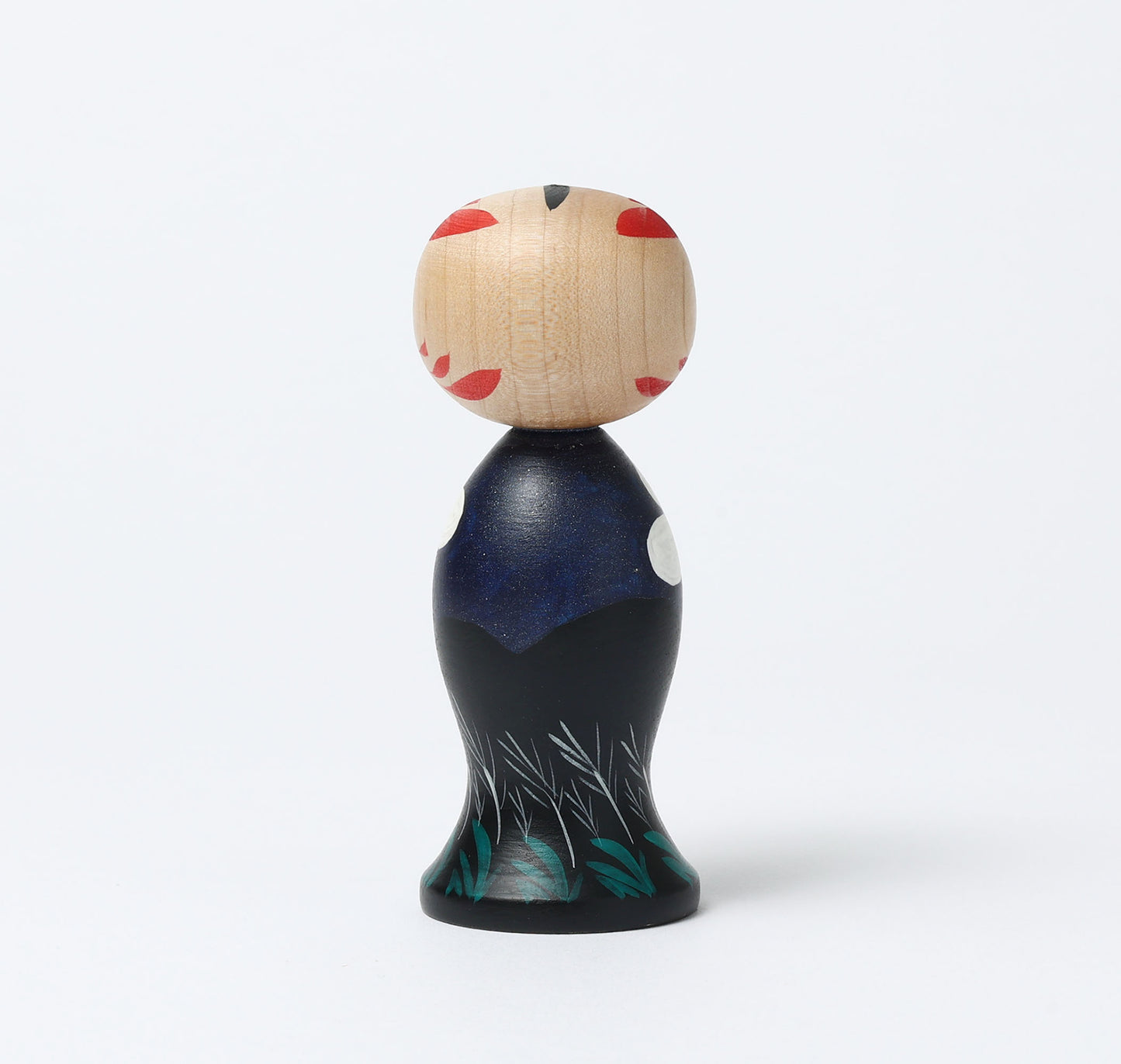 HIRAGA, Teruyuki 平賀輝幸工人 | Otsukimi-harvest moon kokeshi doll お月見こけし |  Sakunami style 作並系 | 11cm in height