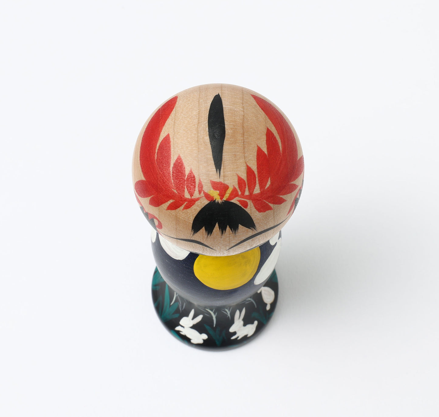 HIRAGA, Teruyuki 平賀輝幸工人 | Otsukimi-harvest moon kokeshi doll お月見こけし |  Sakunami style 作並系 | 11cm in height