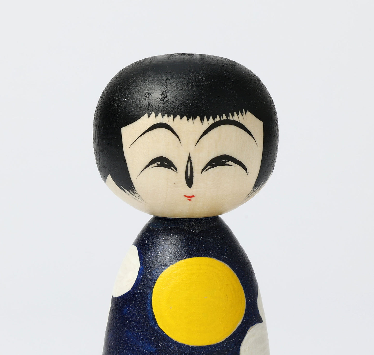 HIRAGA, Teruyuki 平賀輝幸工人 | Otsukimi-harvest moon kokeshi doll お月見こけし |  Sakunami style 作並系 | 11cm in height