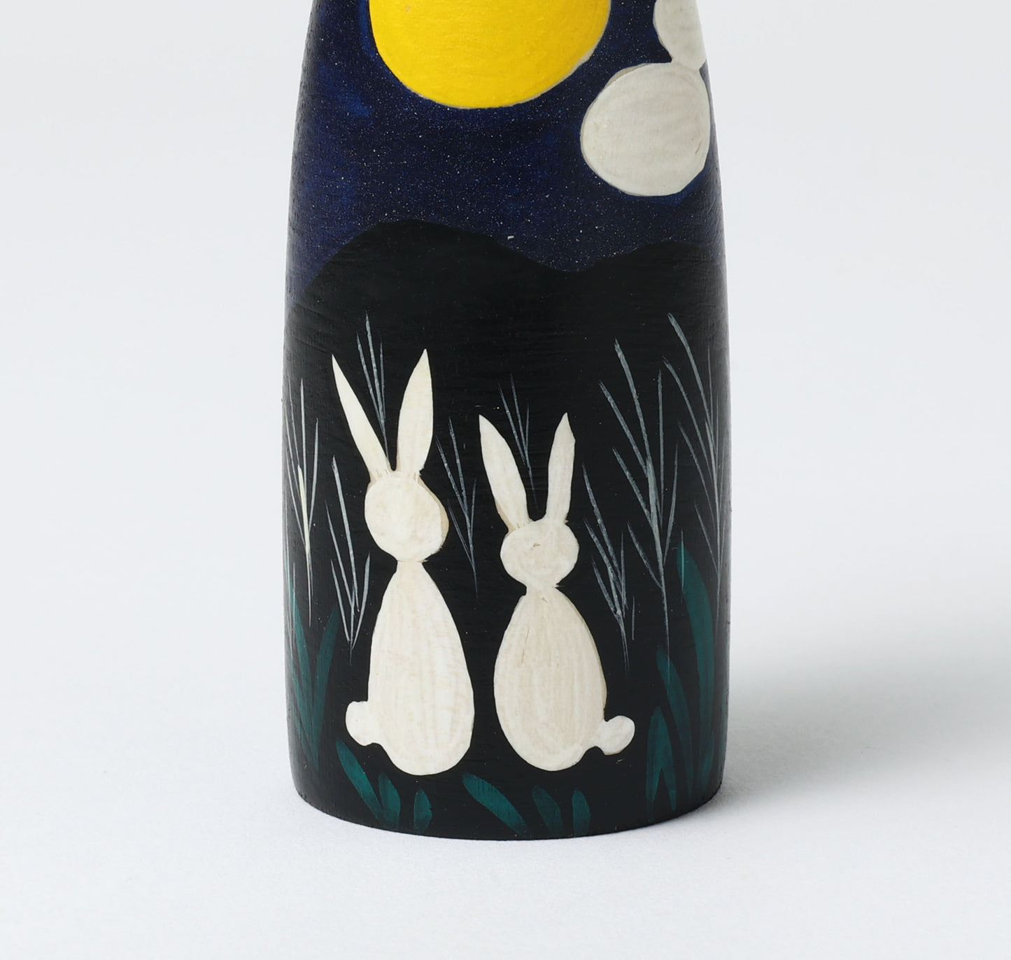 HIRAGA, Teruyuki 平賀輝幸工人 | Otsukimi-harvest moon kokeshi doll お月見こけし |  Sakunami style 作並系 | 11cm in height