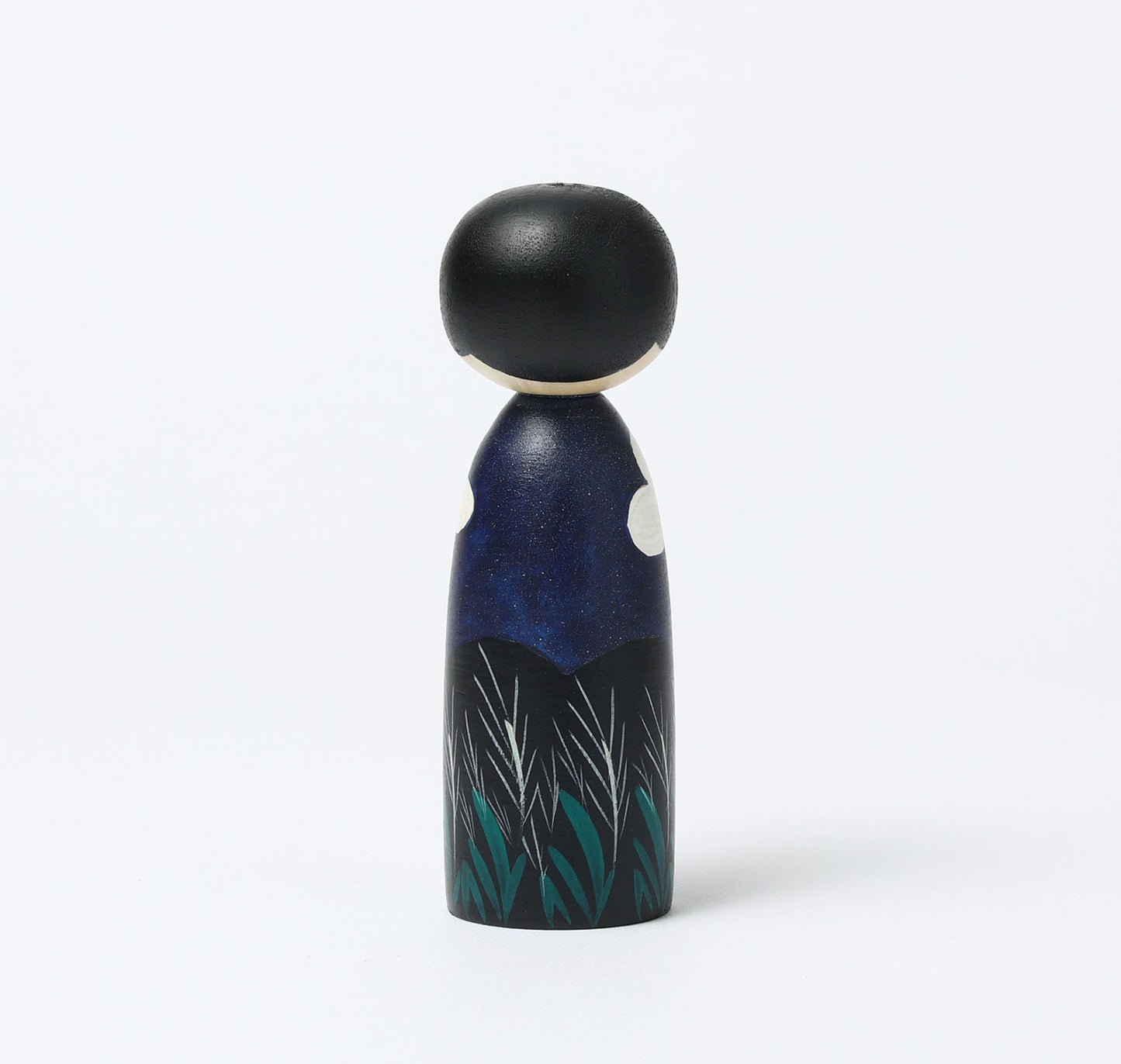HIRAGA, Teruyuki 平賀輝幸工人 | Otsukimi-harvest moon kokeshi doll お月見こけし |  Sakunami style 作並系 | 11cm in height