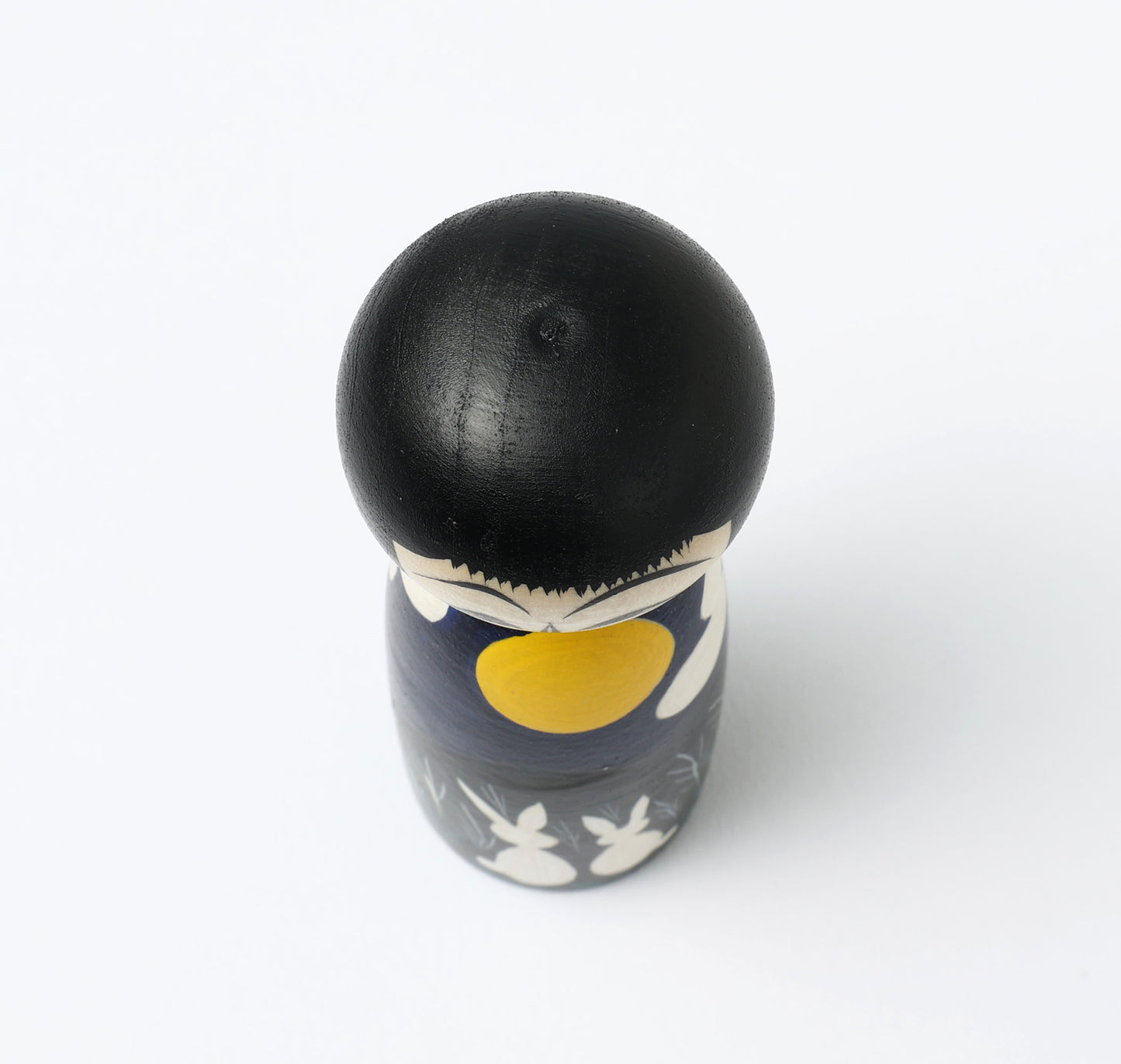 HIRAGA, Teruyuki 平賀輝幸工人 | Otsukimi-harvest moon kokeshi doll お月見こけし |  Sakunami style 作並系 | 11cm in height