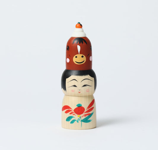 Kagamimochi kokeshi doll Eto-zodiac 干支鏡餅こけし-馬 |  HIRAGA, Teruyuki | 14.5cm in height