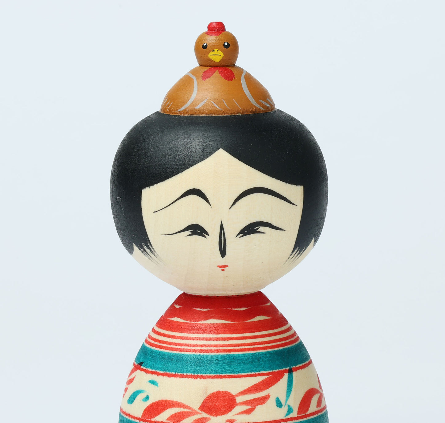 Easter themed kokeshi doll イースターこけし |  HIRAGA, Teruyuki 平賀輝幸工人 |  Sakunami style 作並系 | 11.5cm in height