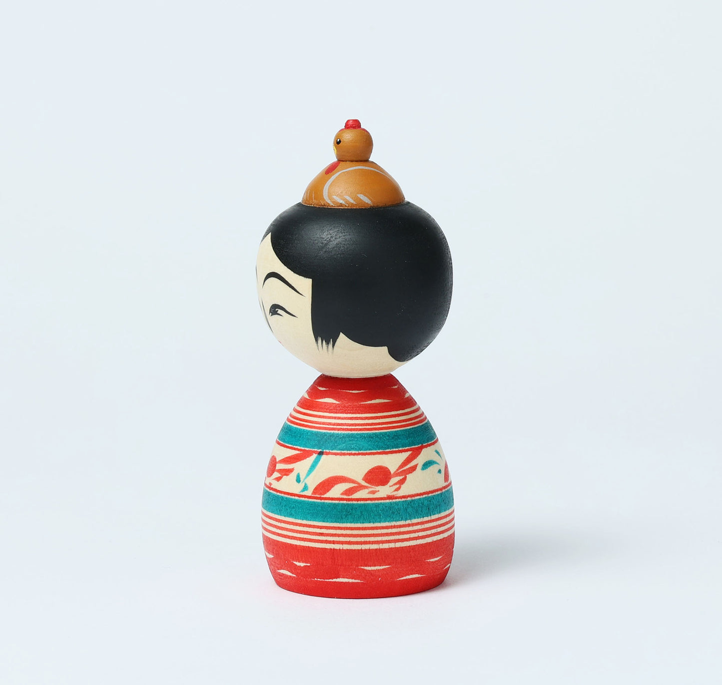Easter themed kokeshi doll イースターこけし |  HIRAGA, Teruyuki 平賀輝幸工人 |  Sakunami style 作並系 | 11.5cm in height