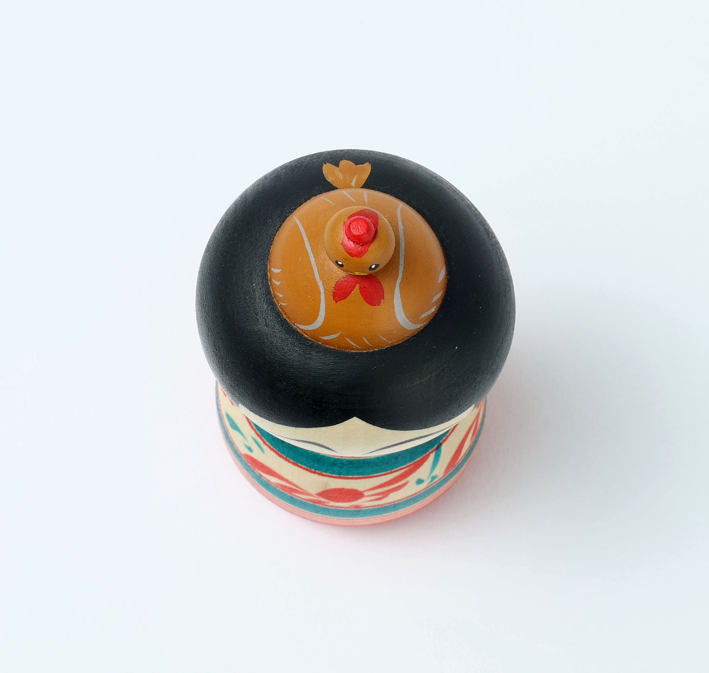 Easter themed kokeshi doll イースターこけし |  HIRAGA, Teruyuki 平賀輝幸工人 |  Sakunami style 作並系 | 11.5cm in height