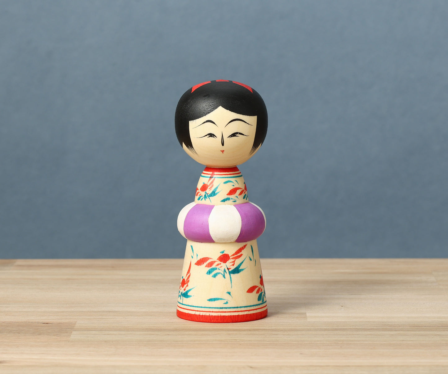 HIRAGA, Teruyuki 平賀輝幸工人 | Ukiwa-swimming ring kokeshi - 浮き輪こけし | Sakunami style 作並系 | 13.5cm in height