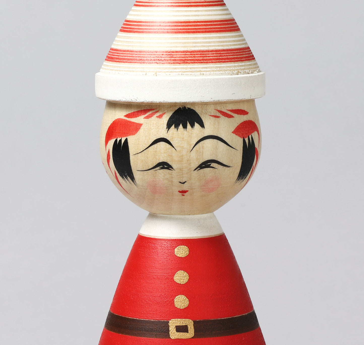 Christmas kokeshi doll 'Santa Claus and kagamimochi' | HIRAGA, Teruyuki 平賀輝幸 | クリスマスとお正月 | Sakunami style 作並系 | 20cm in height