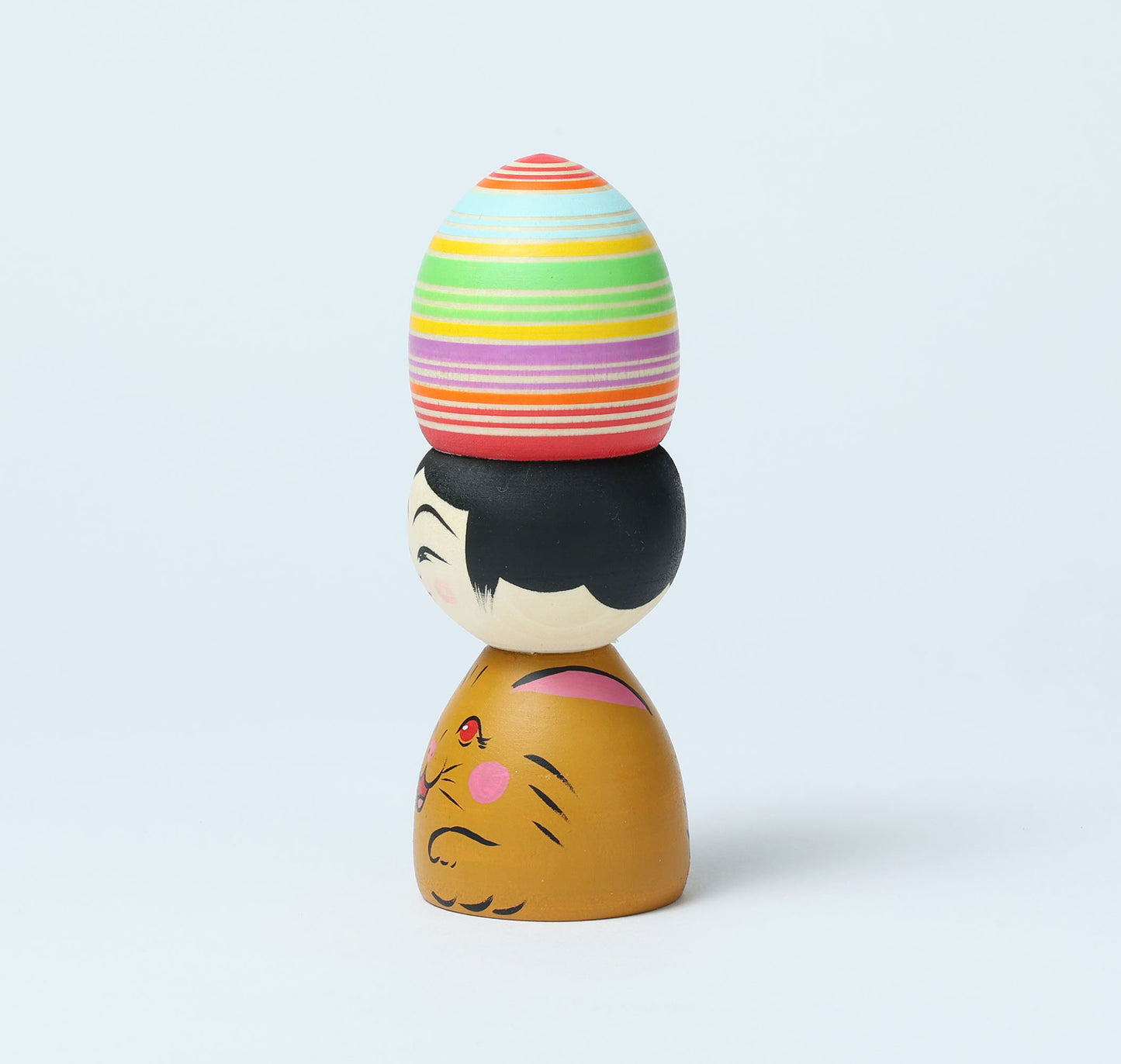 Easter themed kokeshi doll イースターこけし |  HIRAGA, Teruyuki 平賀輝幸工人 |  Sakunami style 作並系 | 13.3cm in height