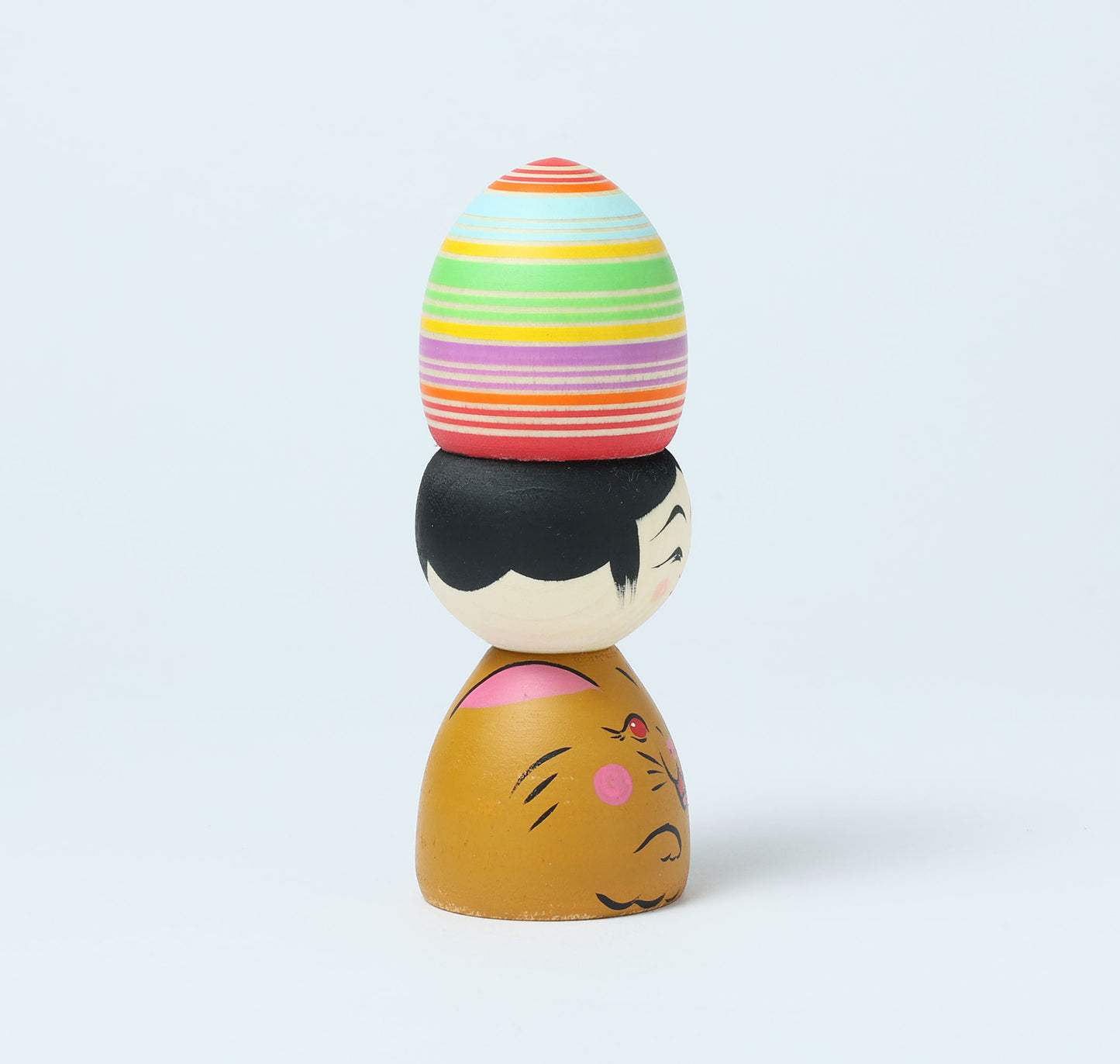 Easter themed kokeshi doll イースターこけし |  HIRAGA, Teruyuki 平賀輝幸工人 |  Sakunami style 作並系 | 13.3cm in height