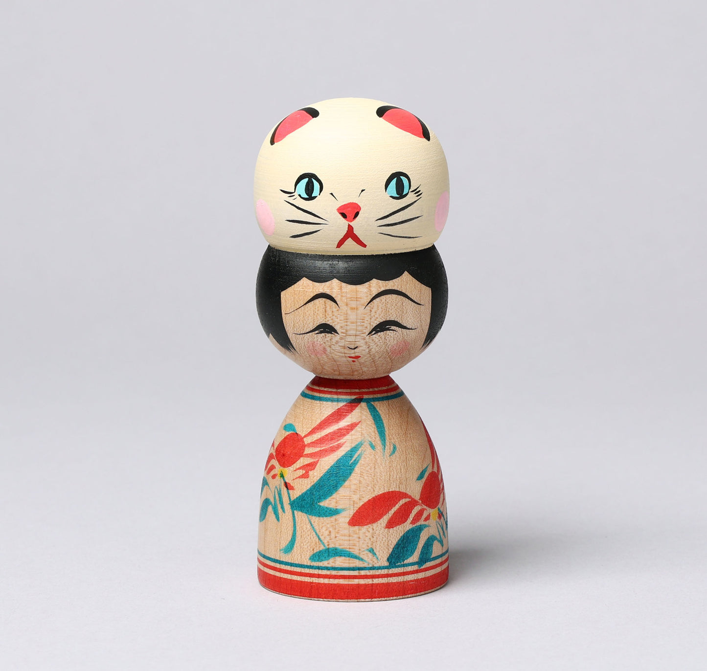 Cat kokeshi doll- 猫こけし | Teruyuki HIRAGA- Sakunami style 平賀輝幸工人(作並系)
