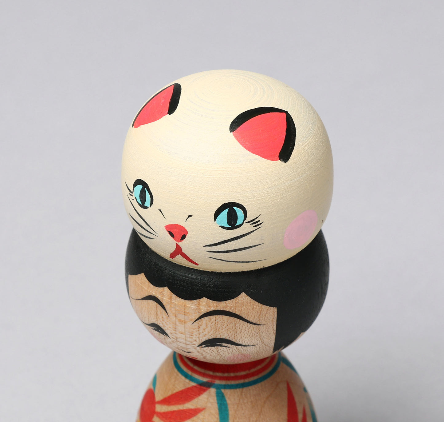 Cat kokeshi doll- 猫こけし | Teruyuki HIRAGA- Sakunami style 平賀輝幸工人(作並系)