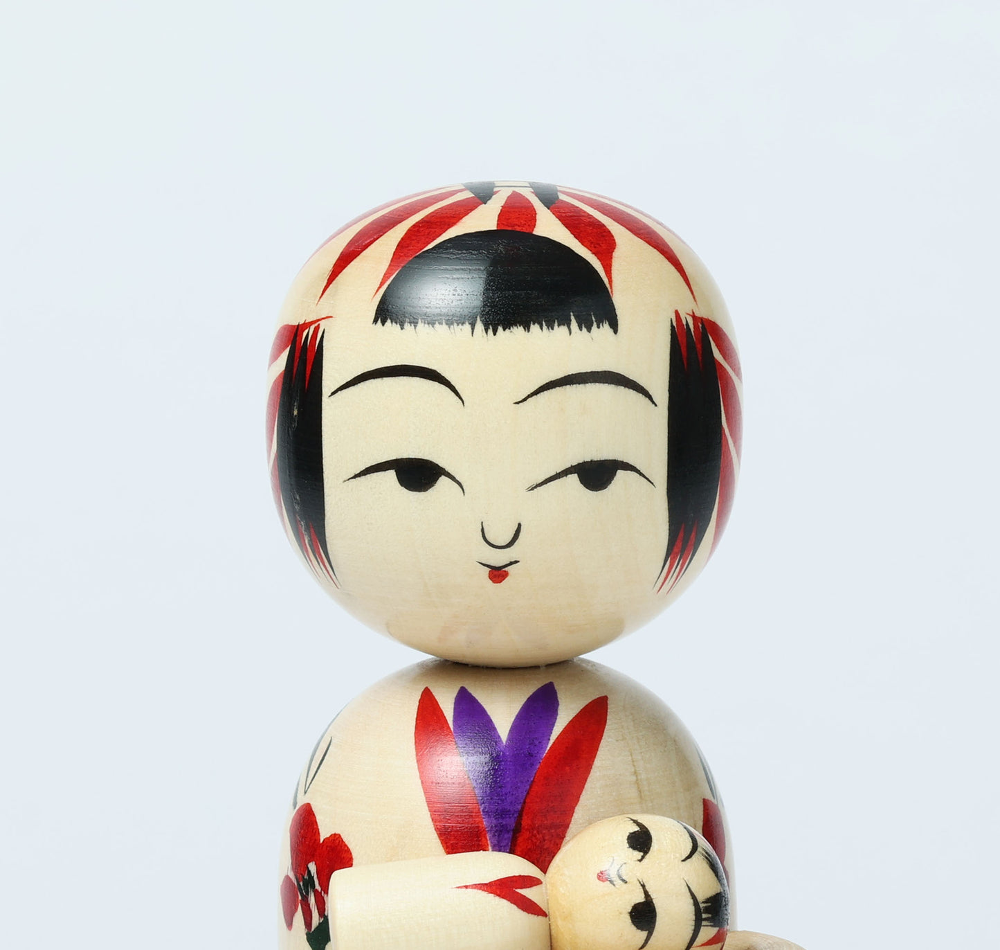Komori-Babysitting kokeshi doll 子守りこけし | KANO Hiroshi 加納博工人 | Sakunami style 作並系 | 15cm in height
