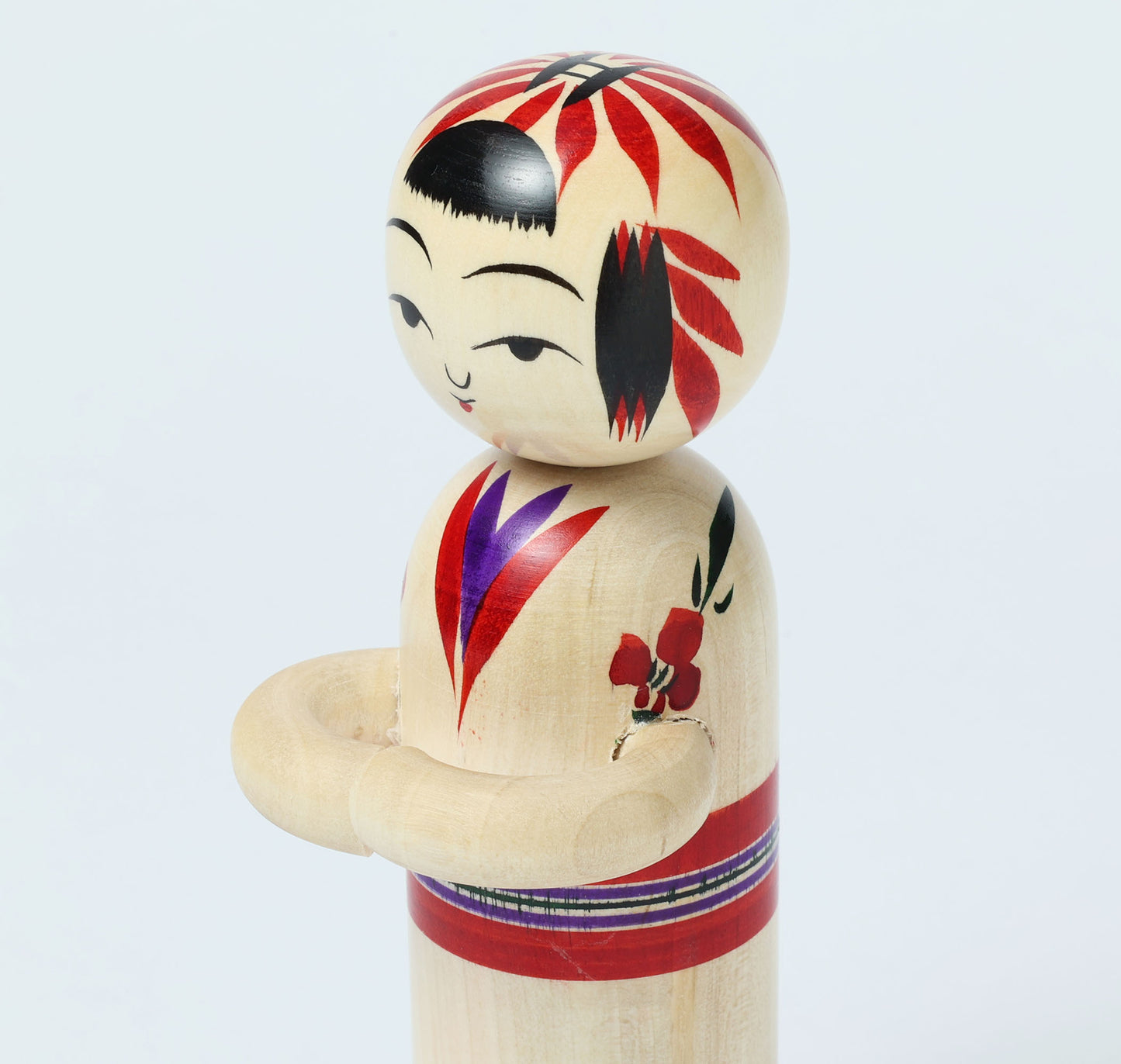 Komori-Babysitting kokeshi doll 子守りこけし | KANO Hiroshi 加納博工人 | Sakunami style 作並系 | 15cm in height