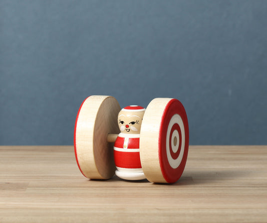 Christmas kokeshi doll 'Santa Claus fukukuruma' | KANOU, Hiroshi 加納博工人 | サンタ福車こけし | Sakunami style 作並系 | 6.5cm in height from Japan