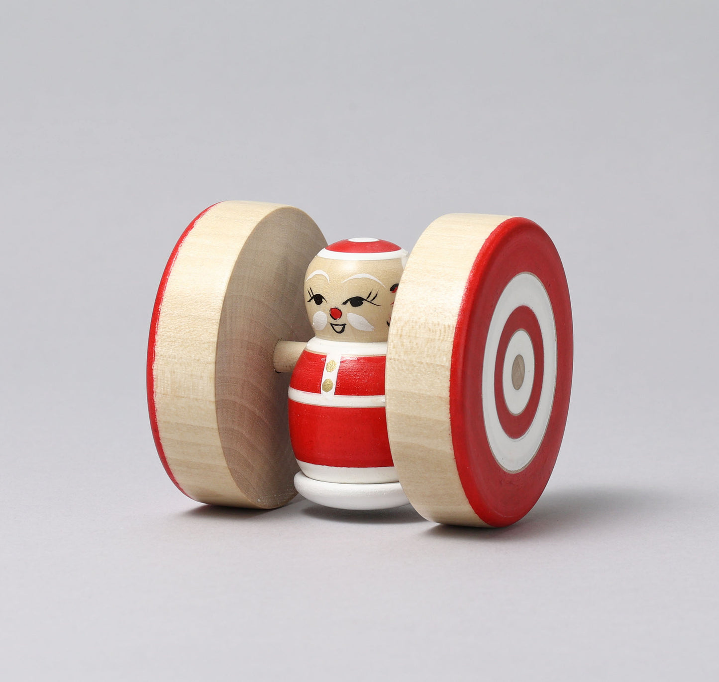 Christmas kokeshi doll 'Santa Claus fukukuruma' | KANOU, Hiroshi 加納博工人 | サンタ福車こけし | Sakunami style 作並系 | 6.5cm in height from Japan