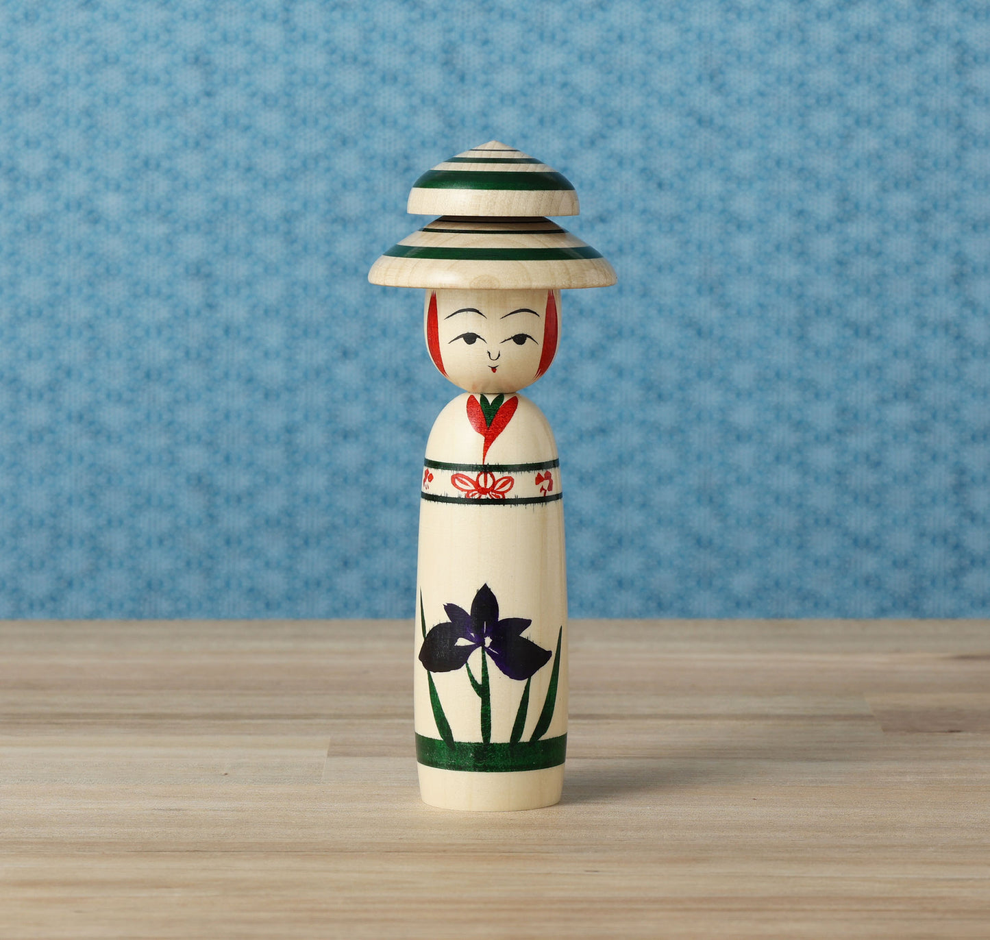 Tagajo kokeshi 多賀城こけし | KANO, Hiroshi 加納博工人 |  Sakunami style 作並系 | 14cm in height