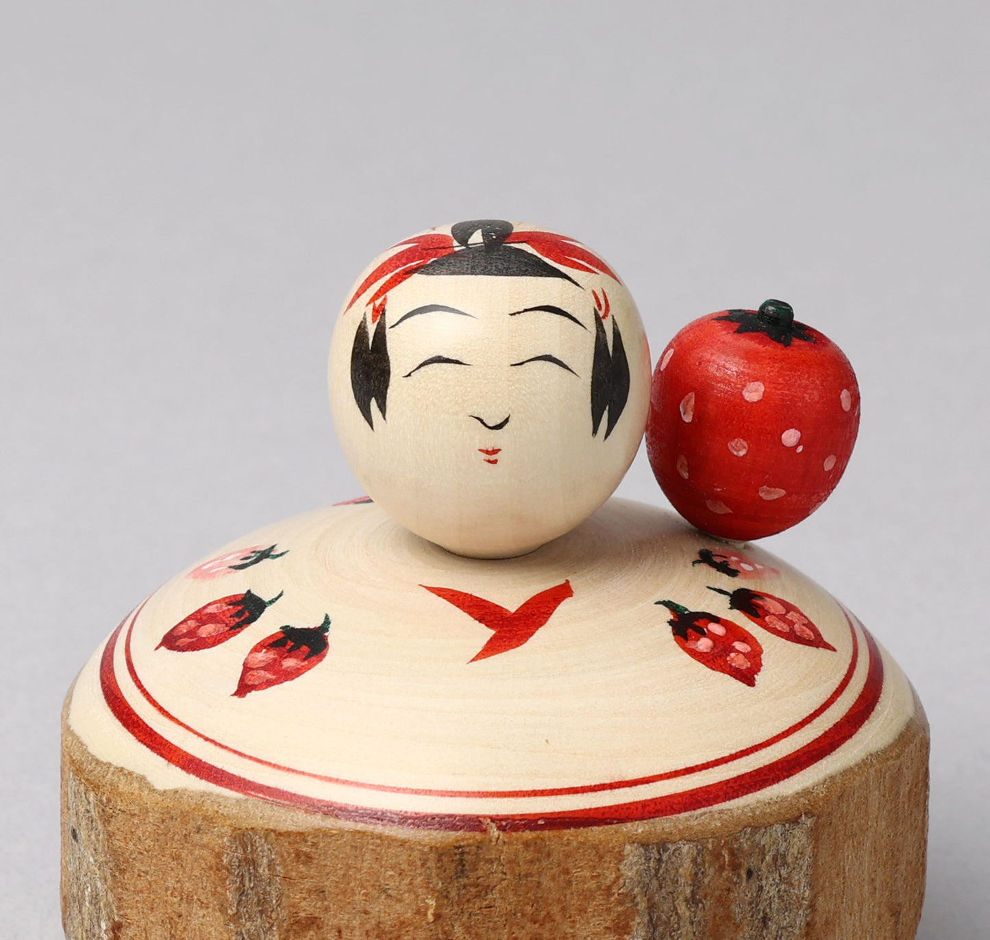 OHNUMA Hideaki 大沼秀顕工人 | Strawberry ejiko kokeshi - いちごのえじここけし | Naruko style 鳴子系